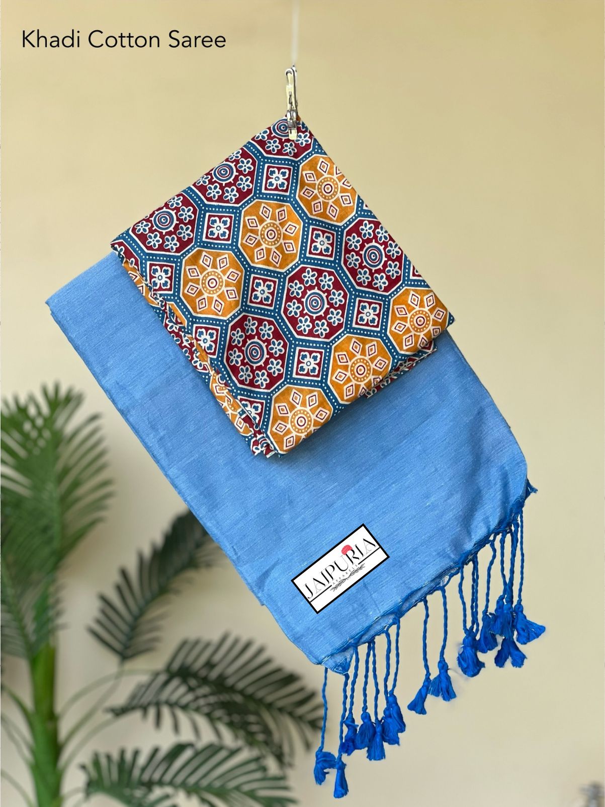 Jaipuria Handloom Cotton Saree With Printed Blouse