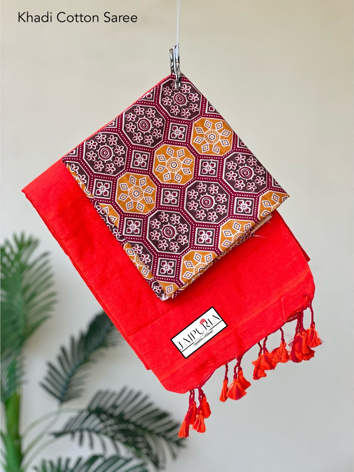 Jaipuria Handloom Cotton Saree With Printed Blouse