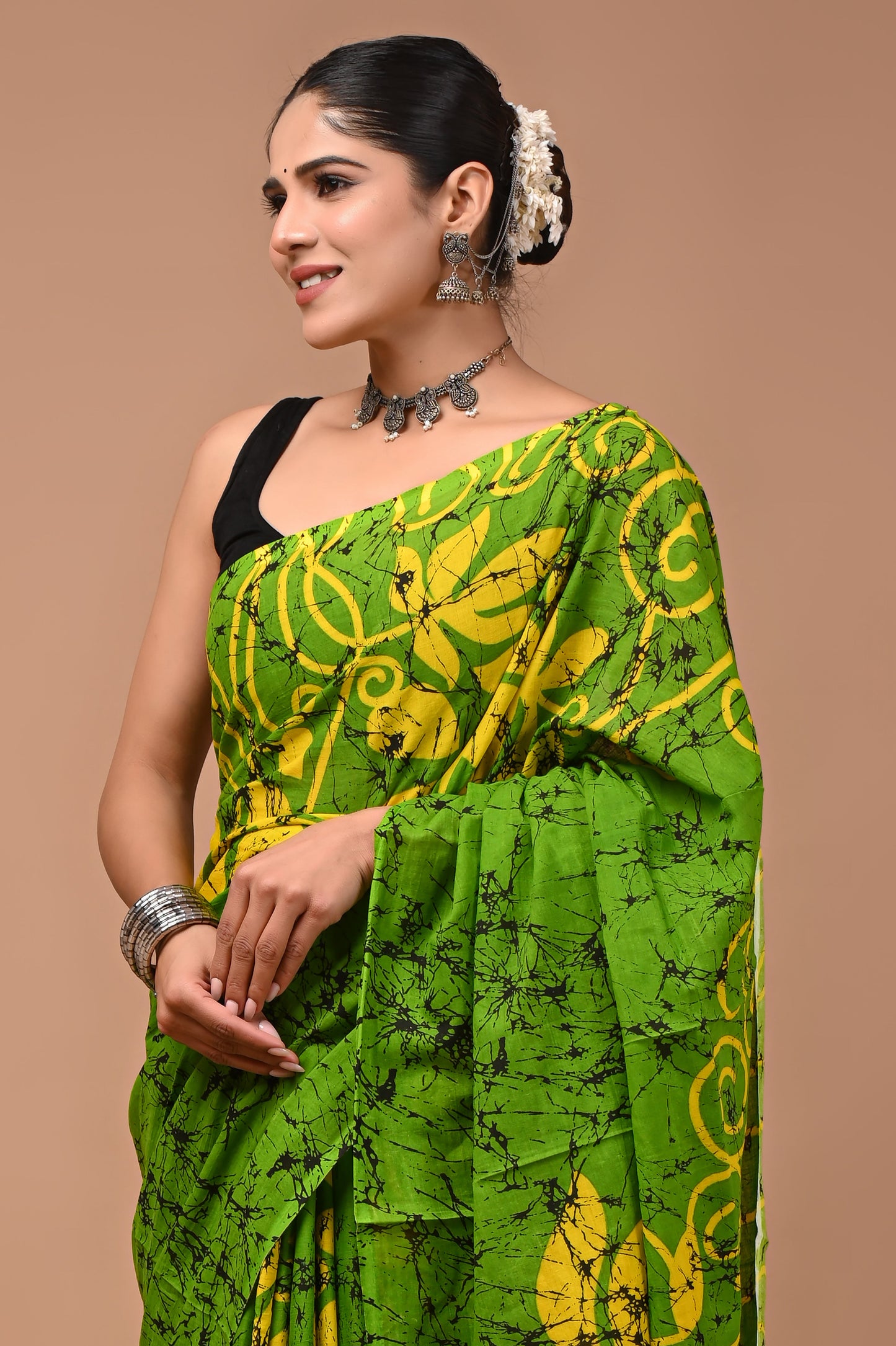 Printed Pure Cotton Mulmul Saree With Blouse