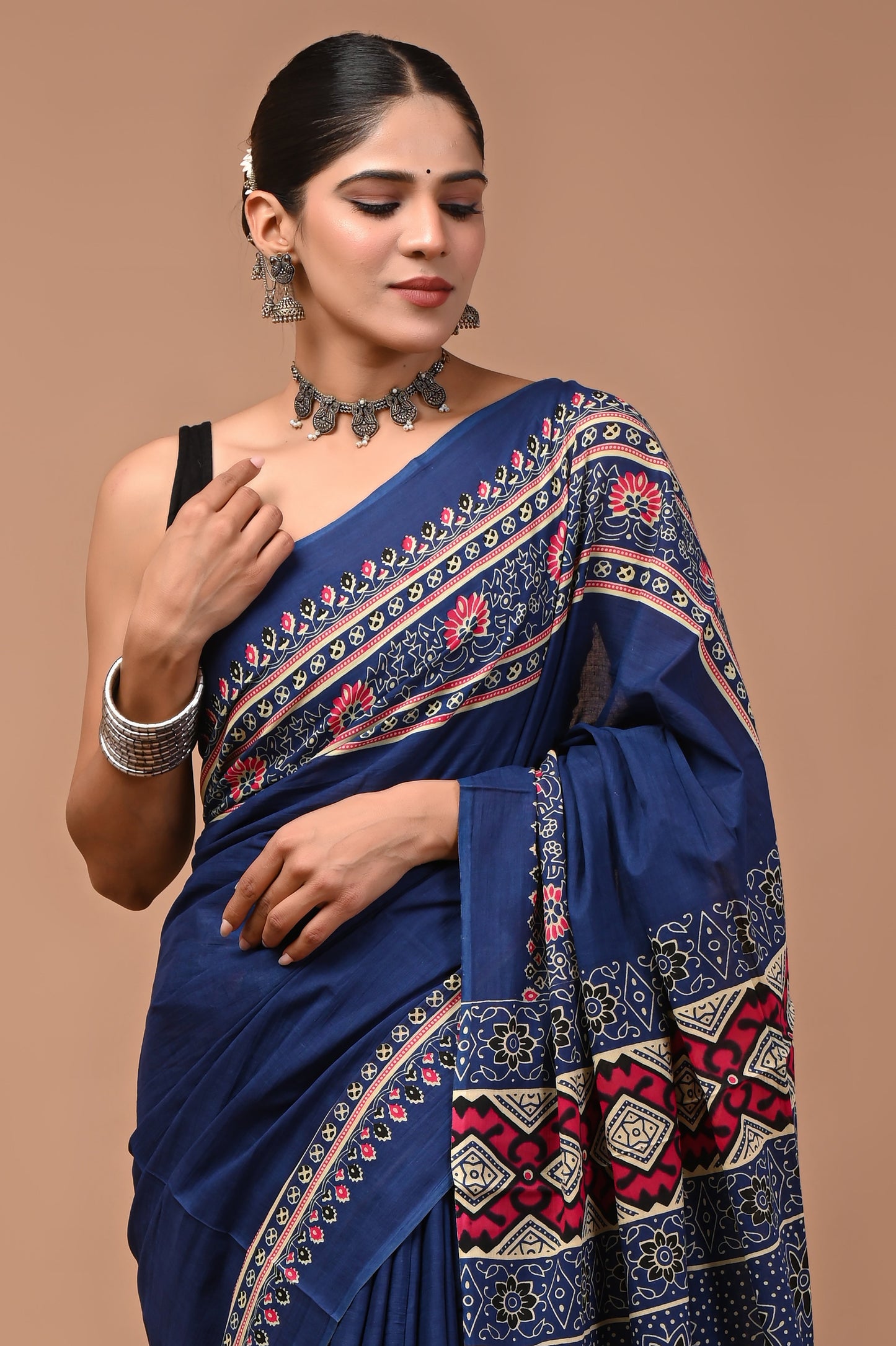 Printed Pure Cotton Mulmul Saree With Blouse