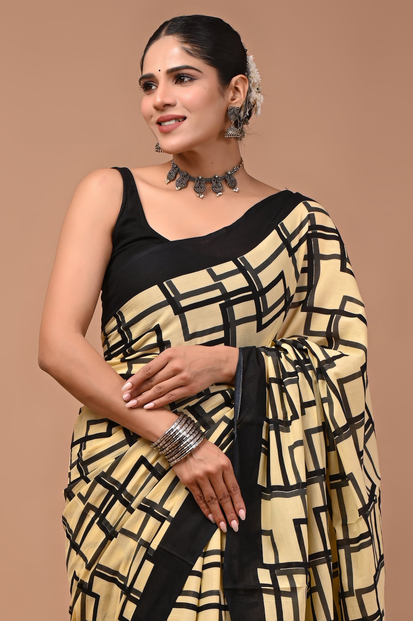 Printed Pure Cotton Mulmul Saree With Blouse