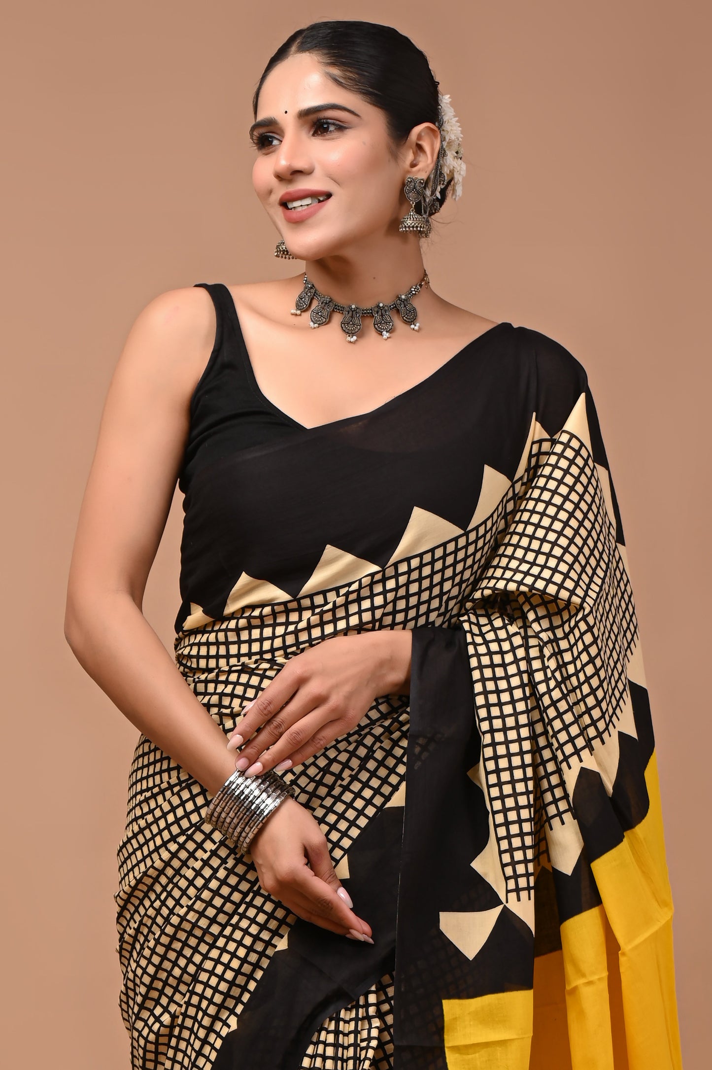 Printed Pure Cotton Mulmul Saree With Blouse