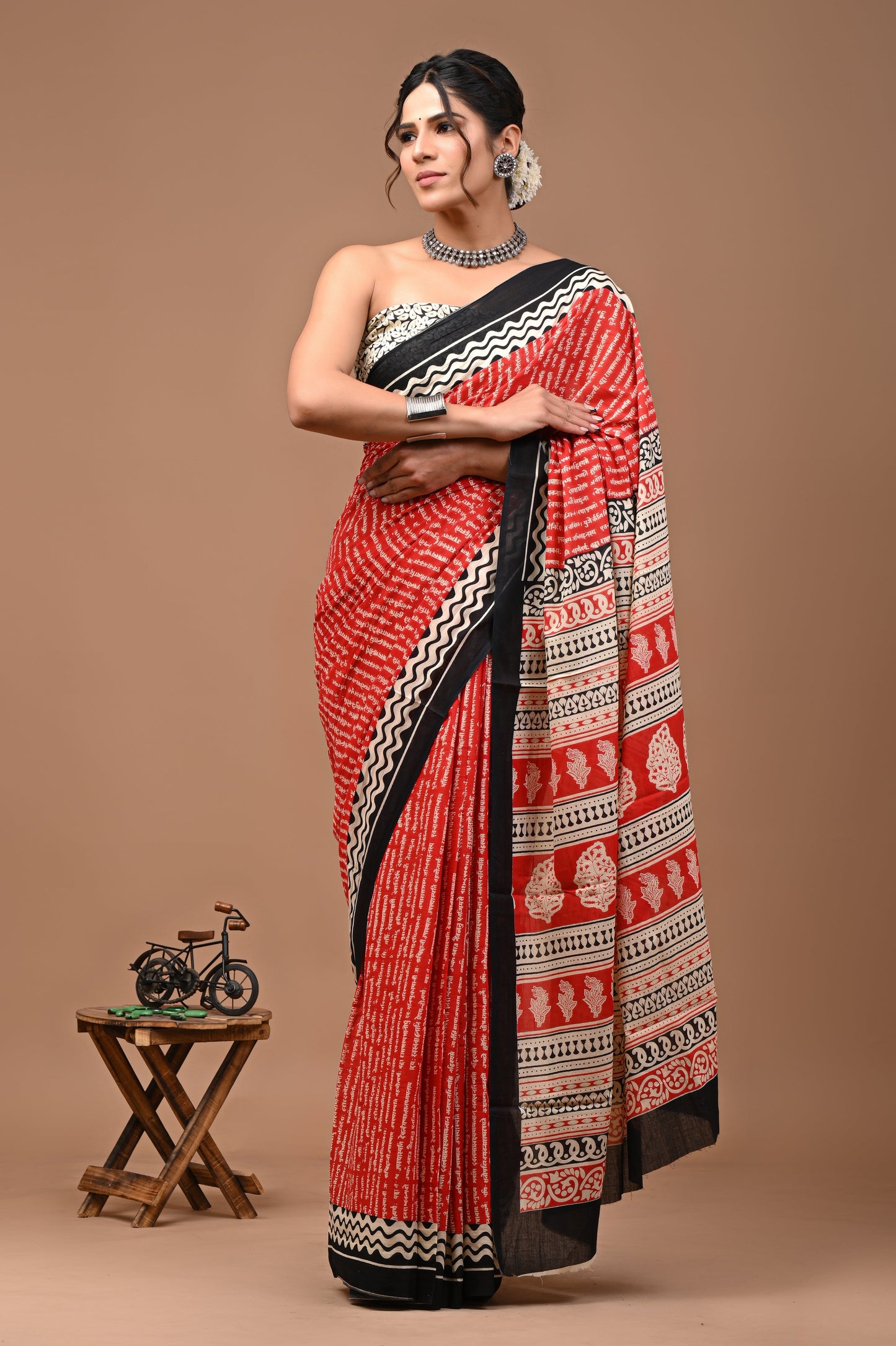 Printed Pure Cotton Mulmul Saree With Blouse