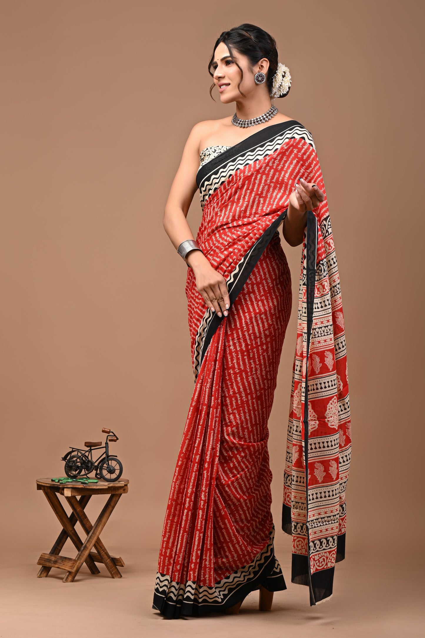 Printed Pure Cotton Mulmul Saree With Blouse