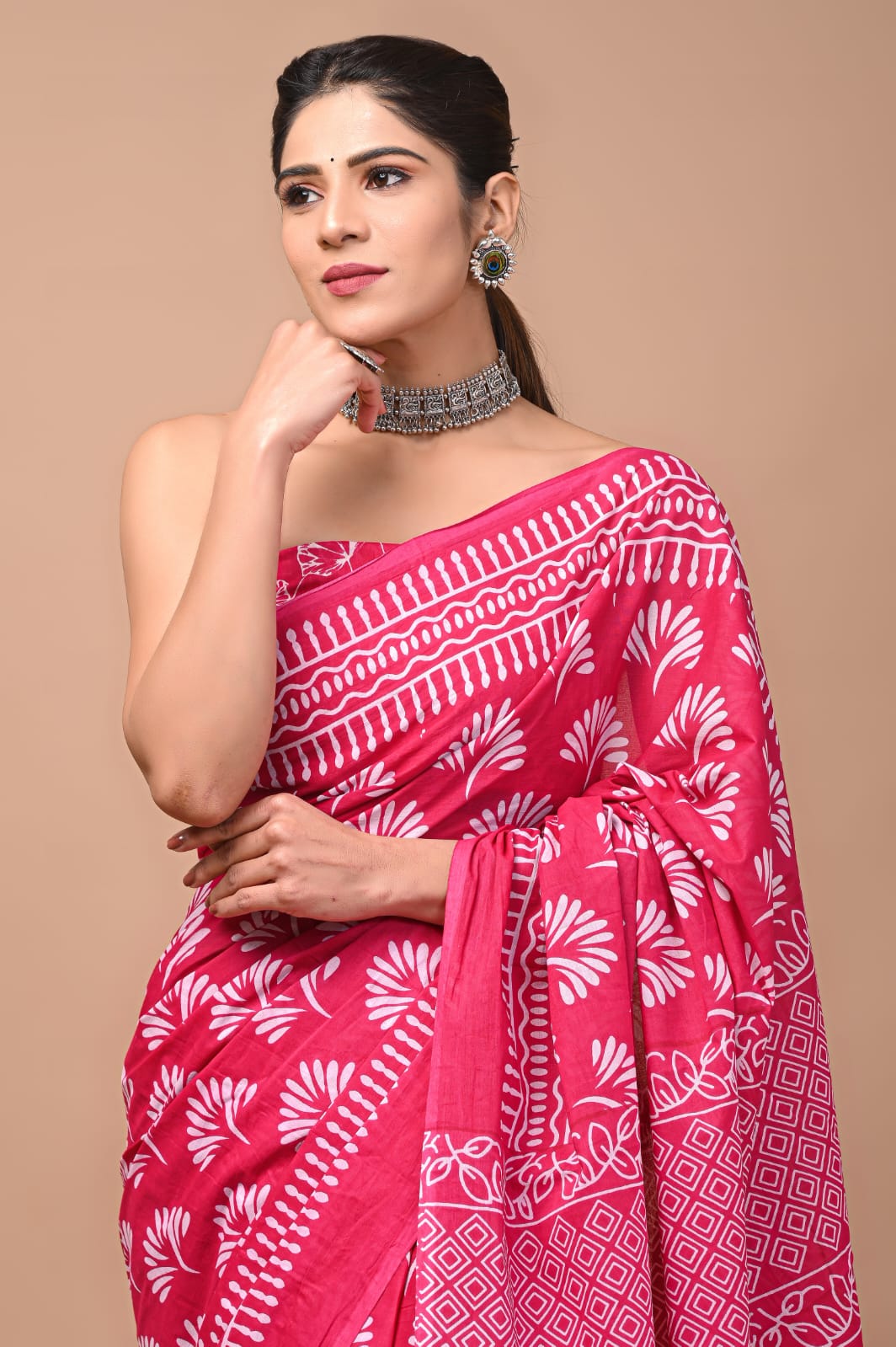 Printed Pure Cotton Mulmul Saree With Blouse