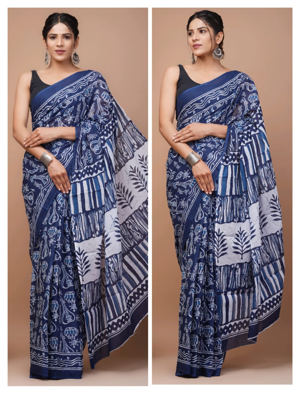 Printed Pure Cotton Mulmul Saree With Blouse
