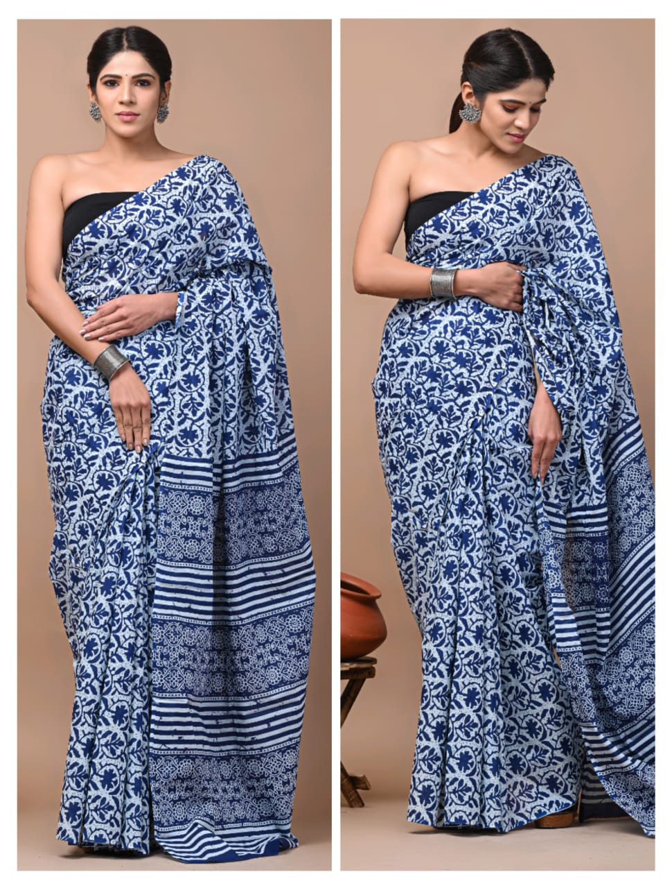 Printed Pure Cotton Mulmul Saree With Blouse
