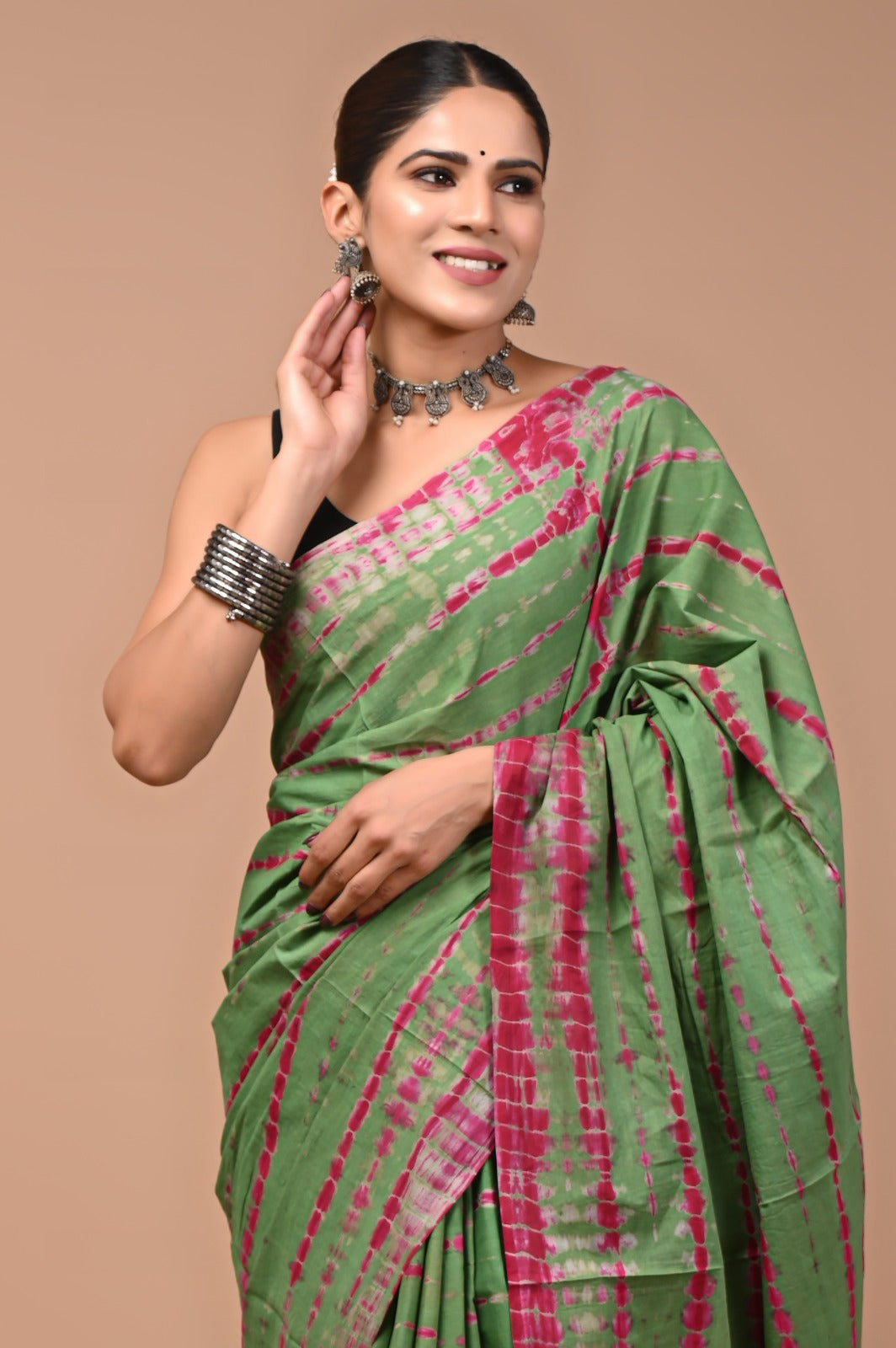 Printed Pure Cotton Mulmul Saree With Blouse