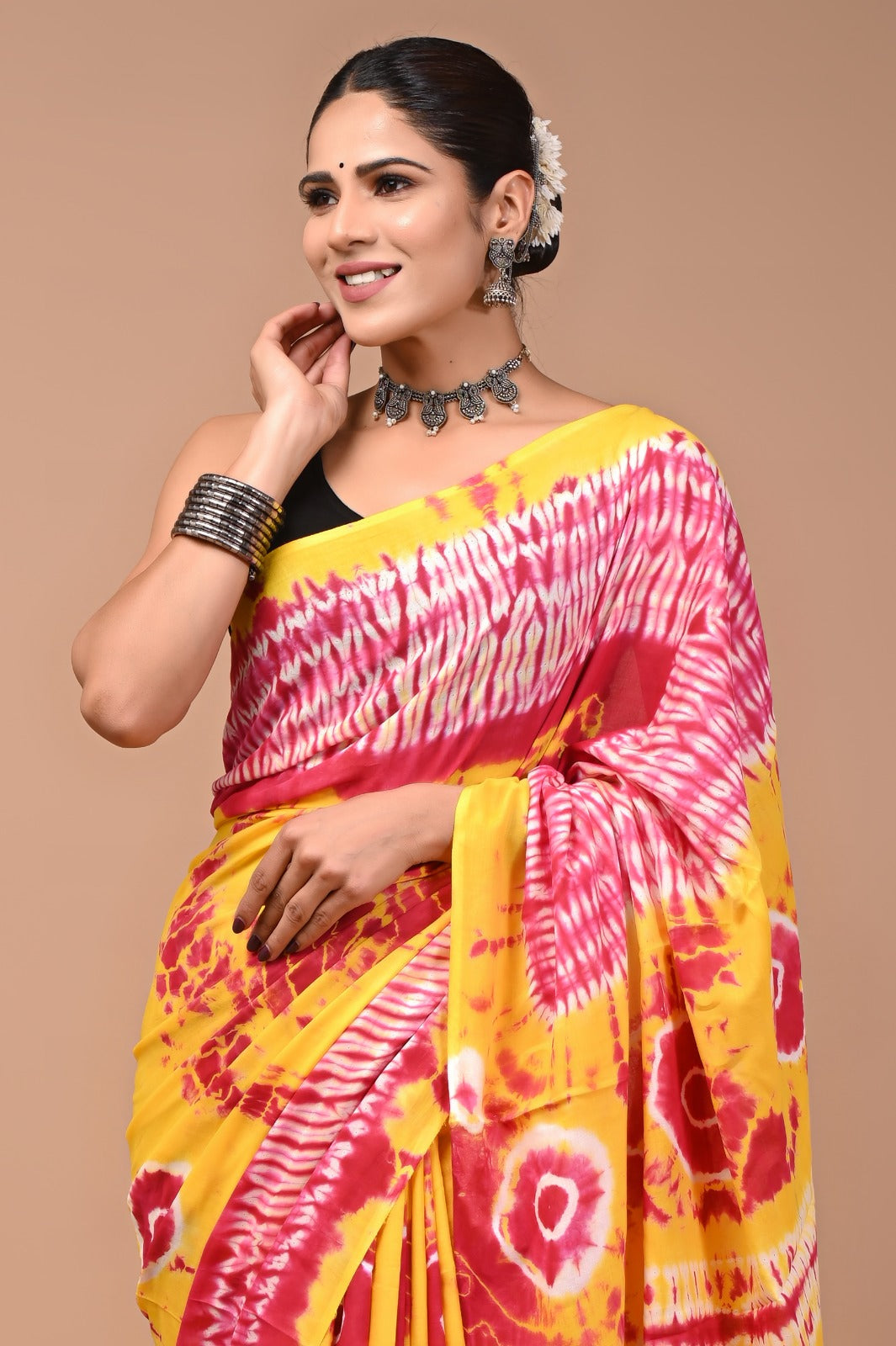Printed Pure Cotton Mulmul Saree With Blouse