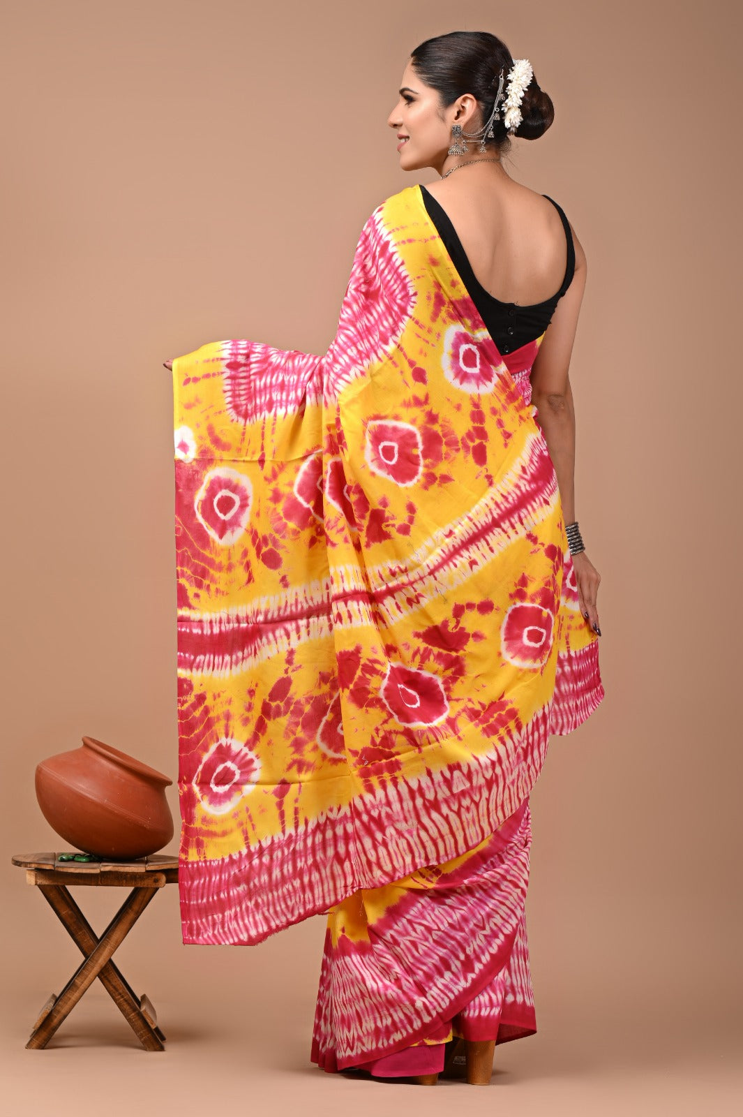 Printed Pure Cotton Mulmul Saree With Blouse
