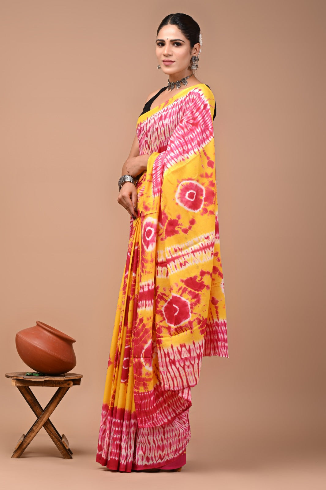 Printed Pure Cotton Mulmul Saree With Blouse
