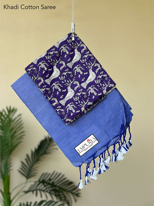 Jaipuria Handloom Cotton Saree With Printed Blouse