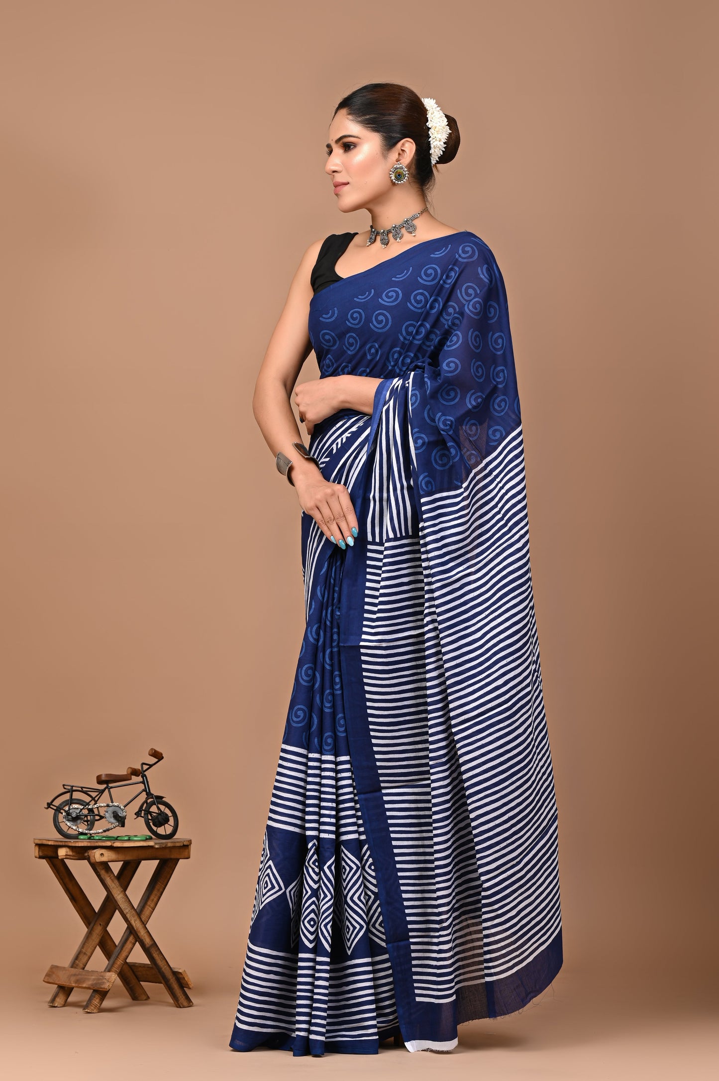 Printed Pure Cotton Mulmul Saree With Blouse