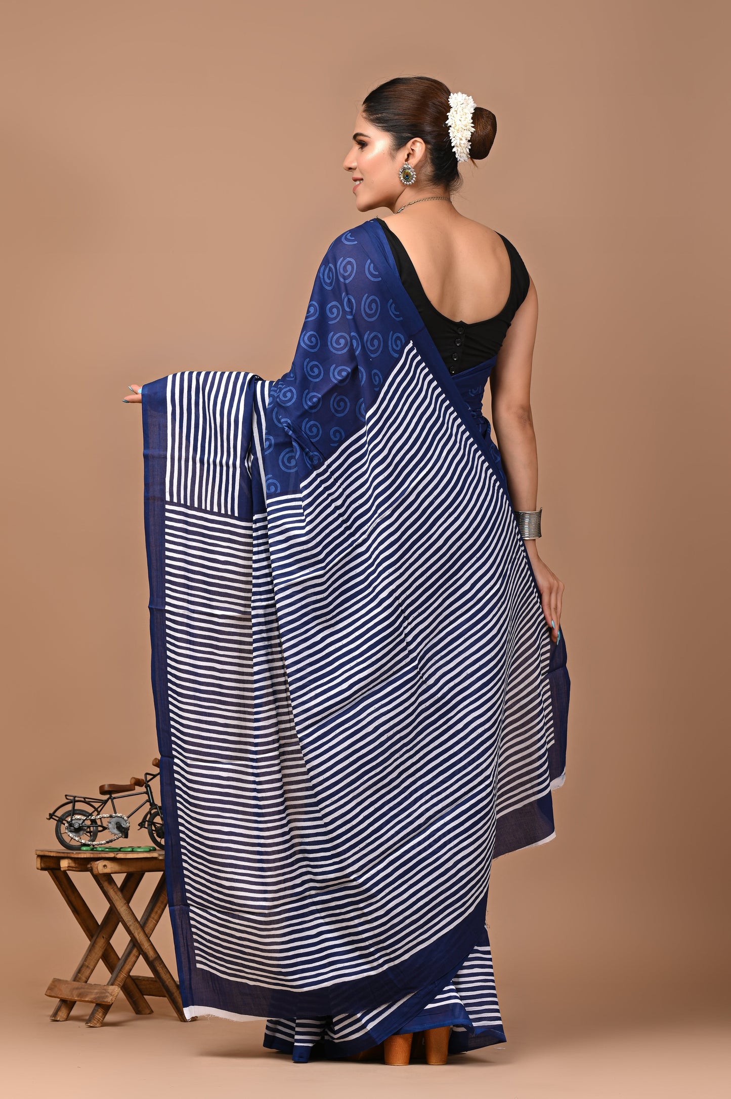 Printed Pure Cotton Mulmul Saree With Blouse