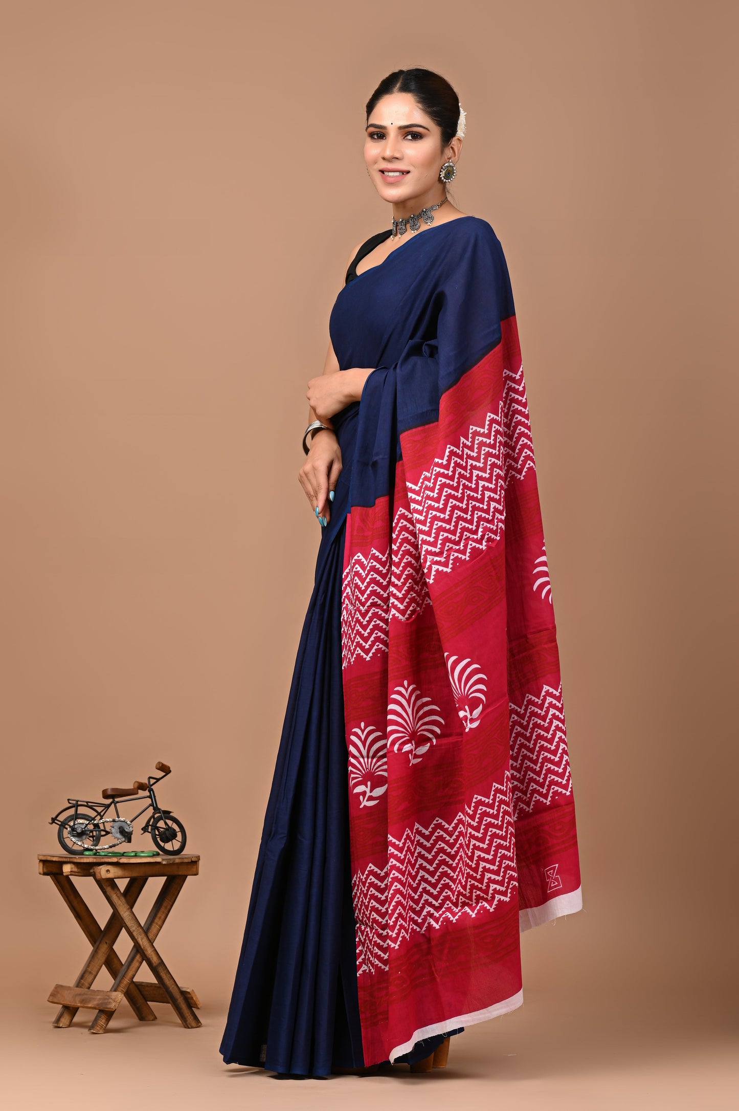 Printed Pure Cotton Mulmul Saree With Blouse