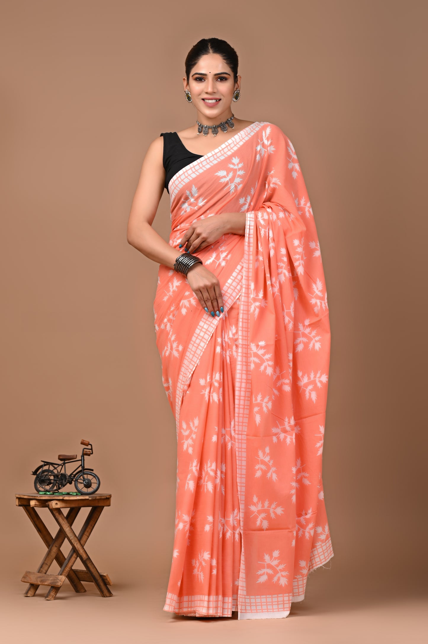 Printed Pure Cotton Mulmul Saree With Blouse