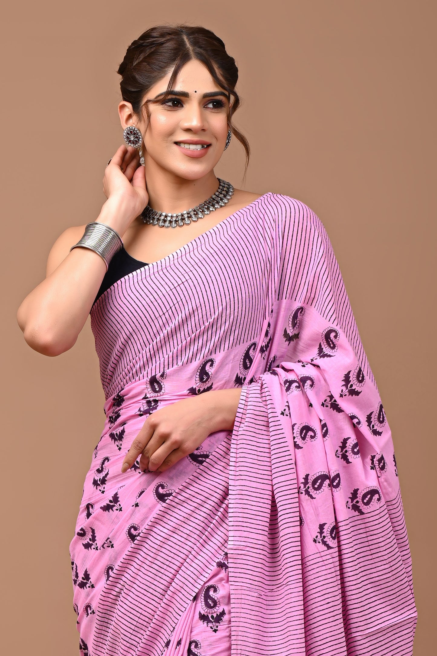 Printed Pure Cotton Mulmul Saree With Blouse