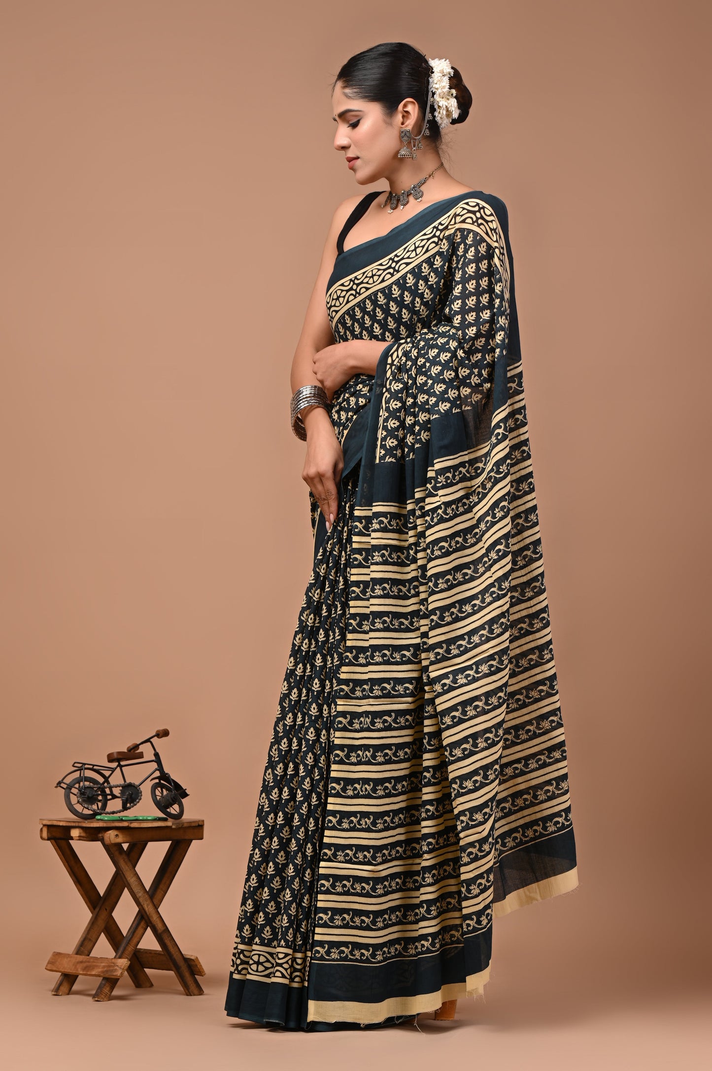 Printed Pure Cotton Mulmul Saree With Blouse