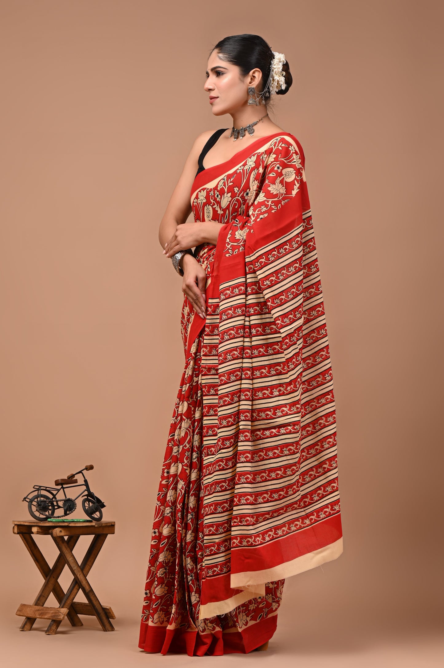 Printed Pure Cotton Mulmul Saree With Blouse