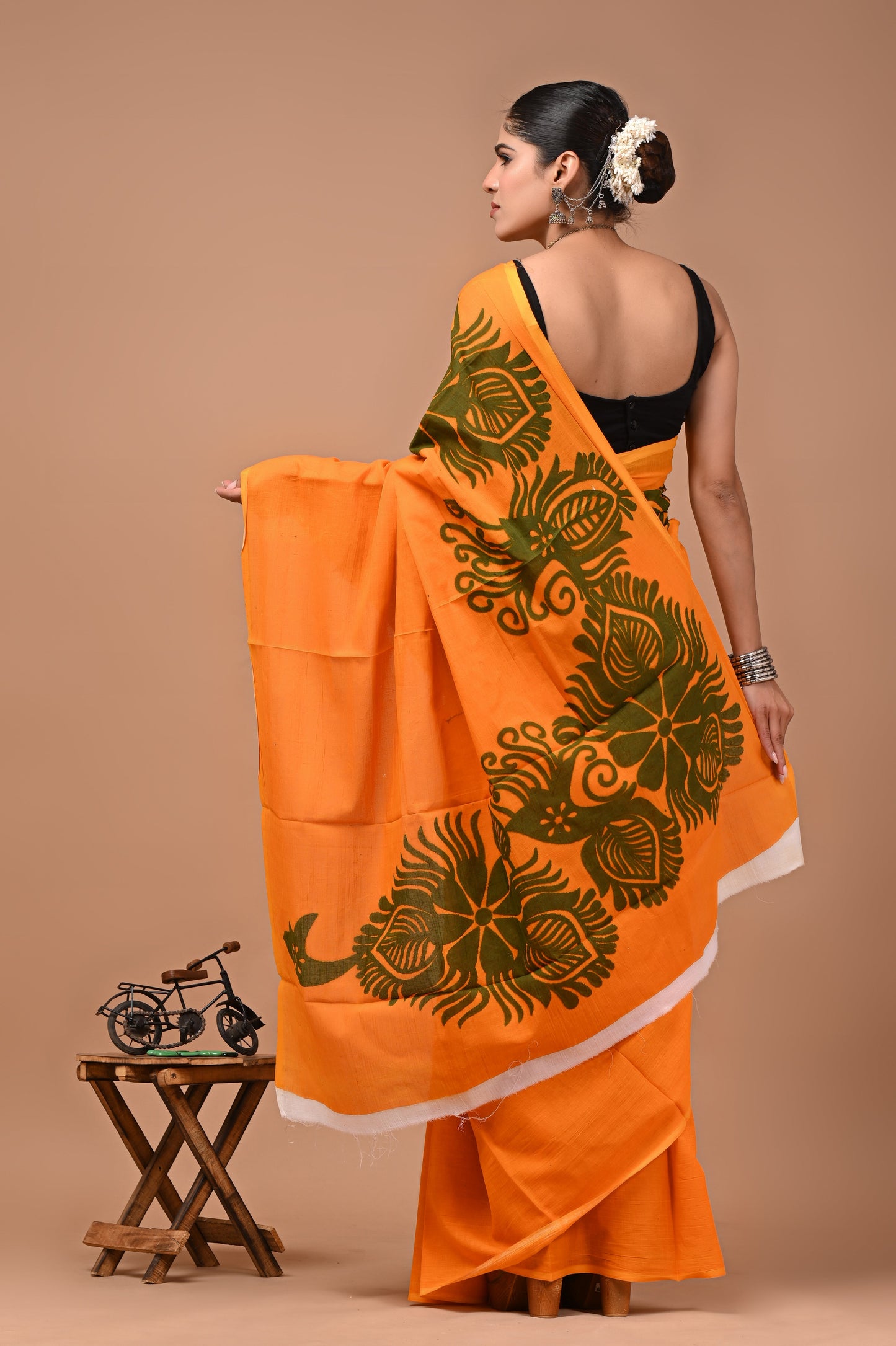 Printed Pure Cotton Mulmul Saree With Blouse