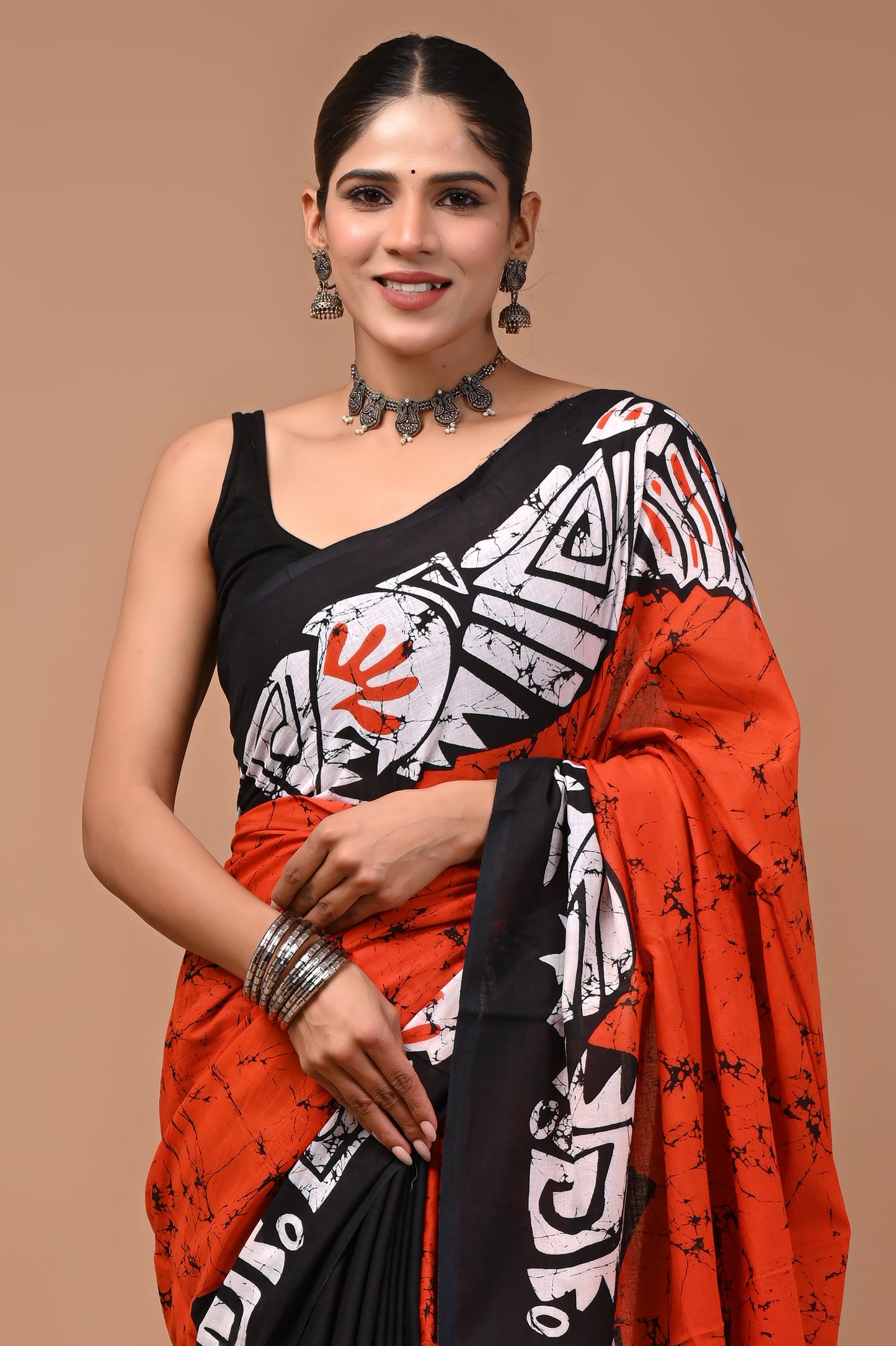 Printed Pure Cotton Mulmul Saree With Blouse
