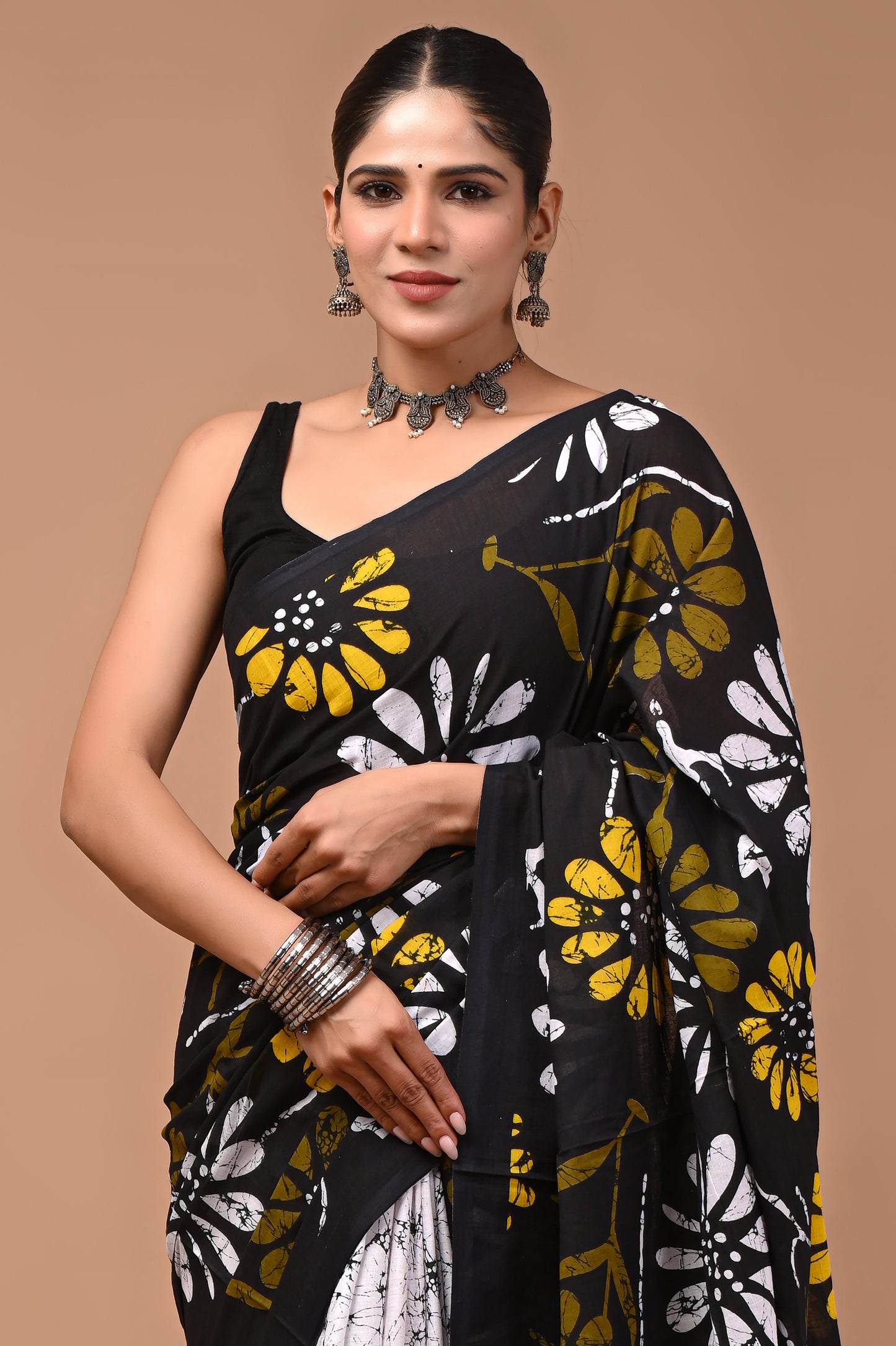 Printed Pure Cotton Mulmul Saree With Blouse
