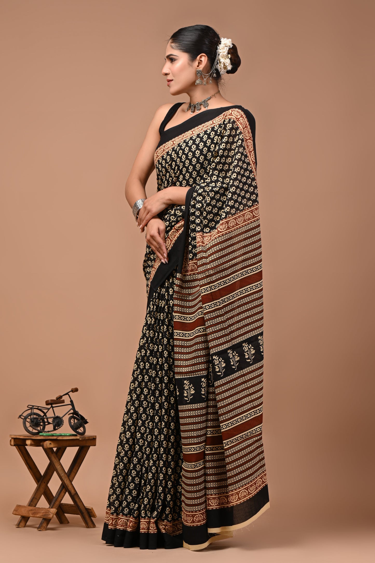 Printed Pure Cotton Mulmul Saree With Blouse