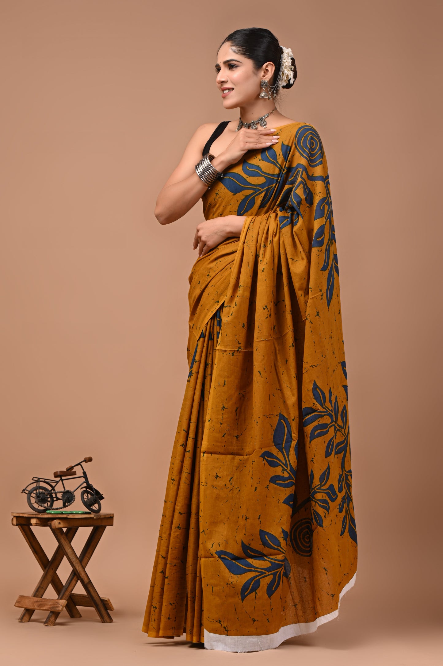 Printed Pure Cotton Mulmul Saree With Blouse