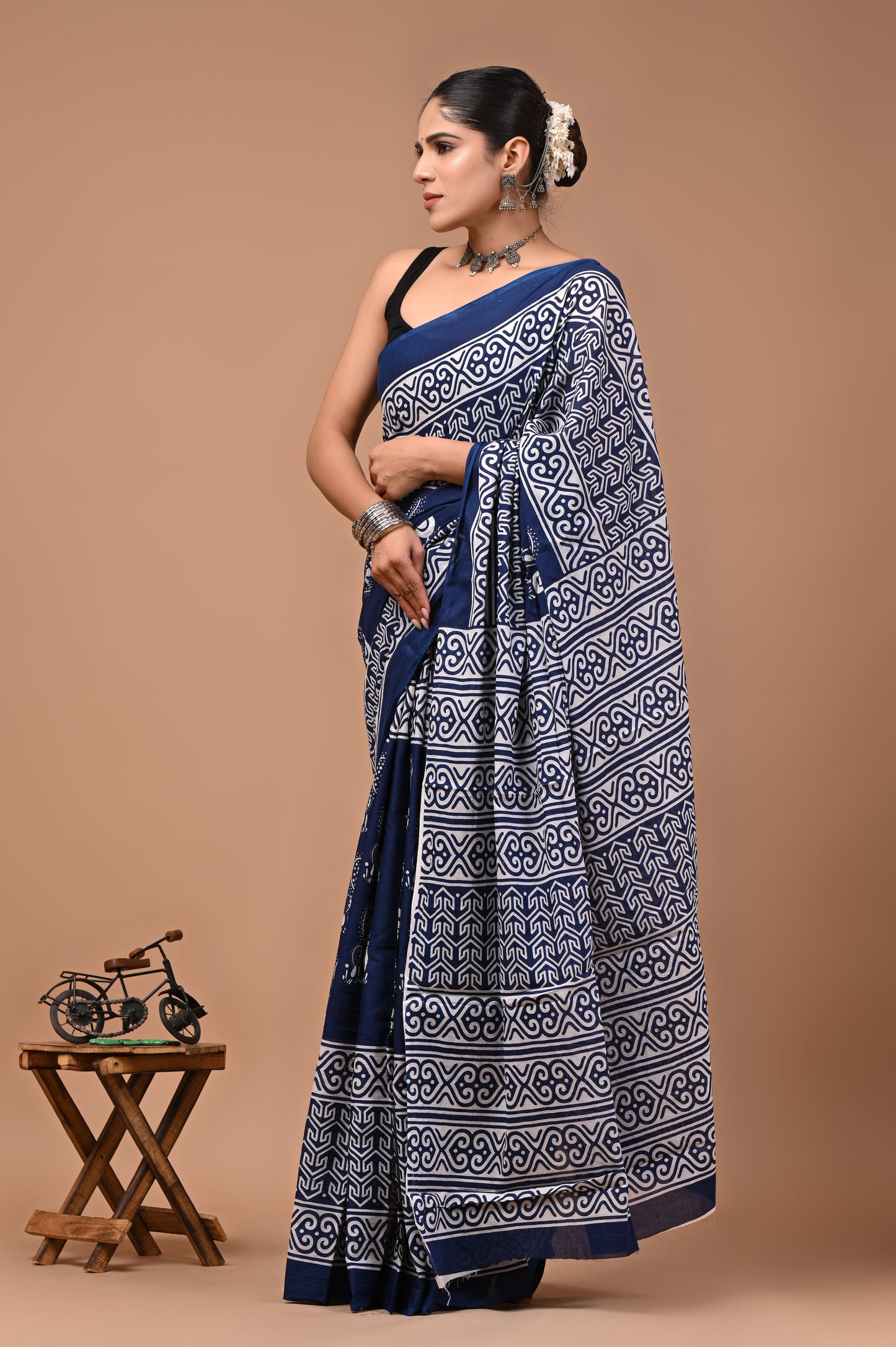 Printed Pure Cotton Mulmul Saree With Blouse