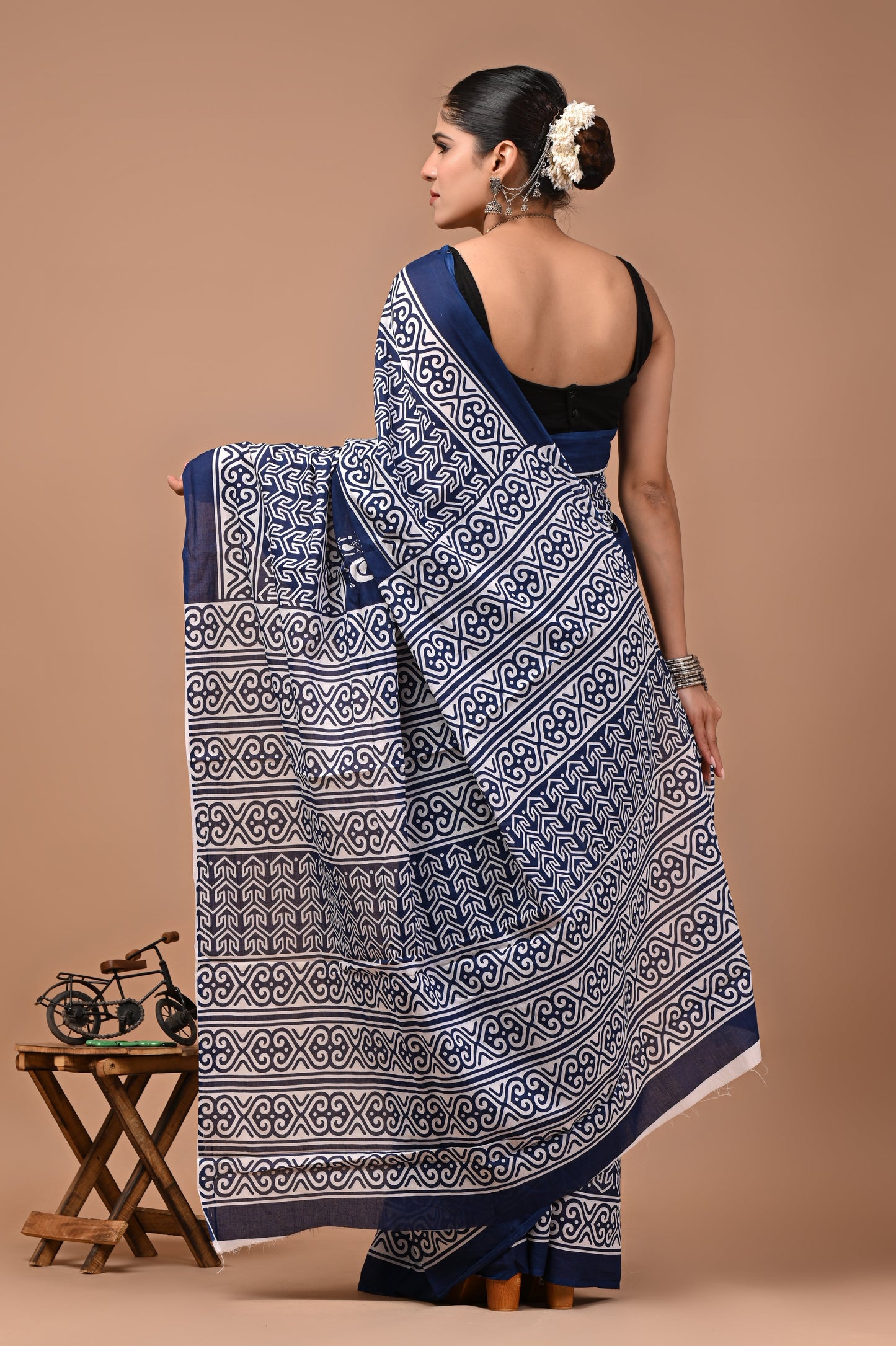 Printed Pure Cotton Mulmul Saree With Blouse
