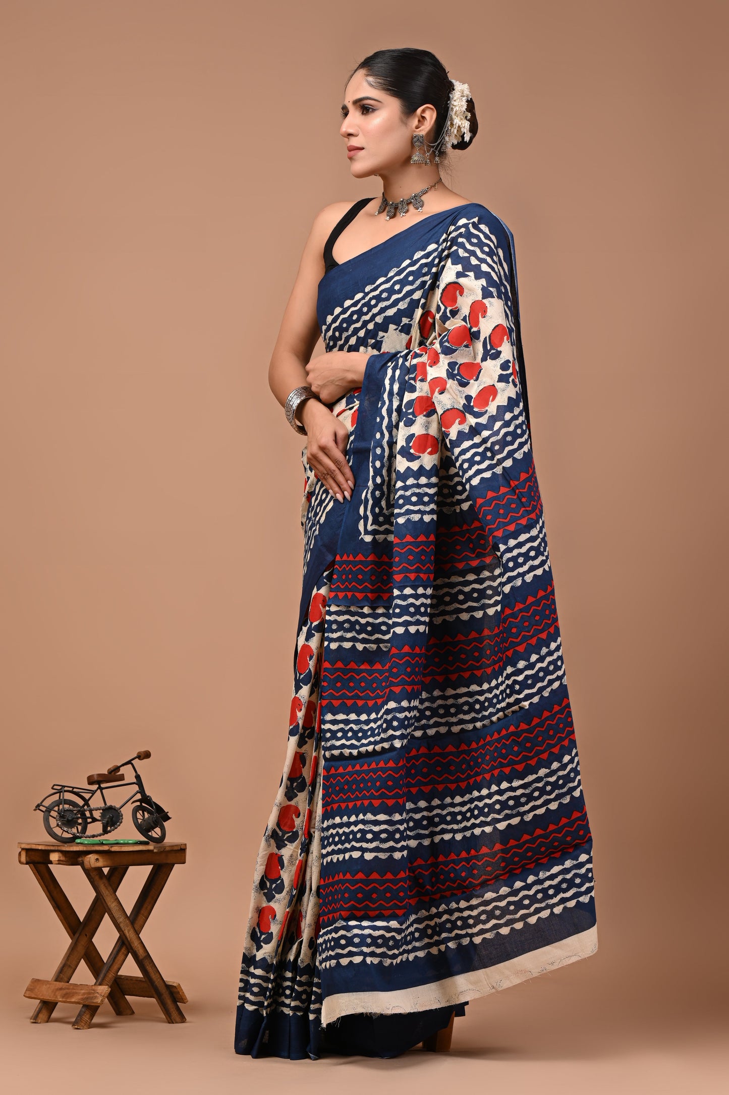 Printed Pure Cotton Mulmul Saree With Blouse