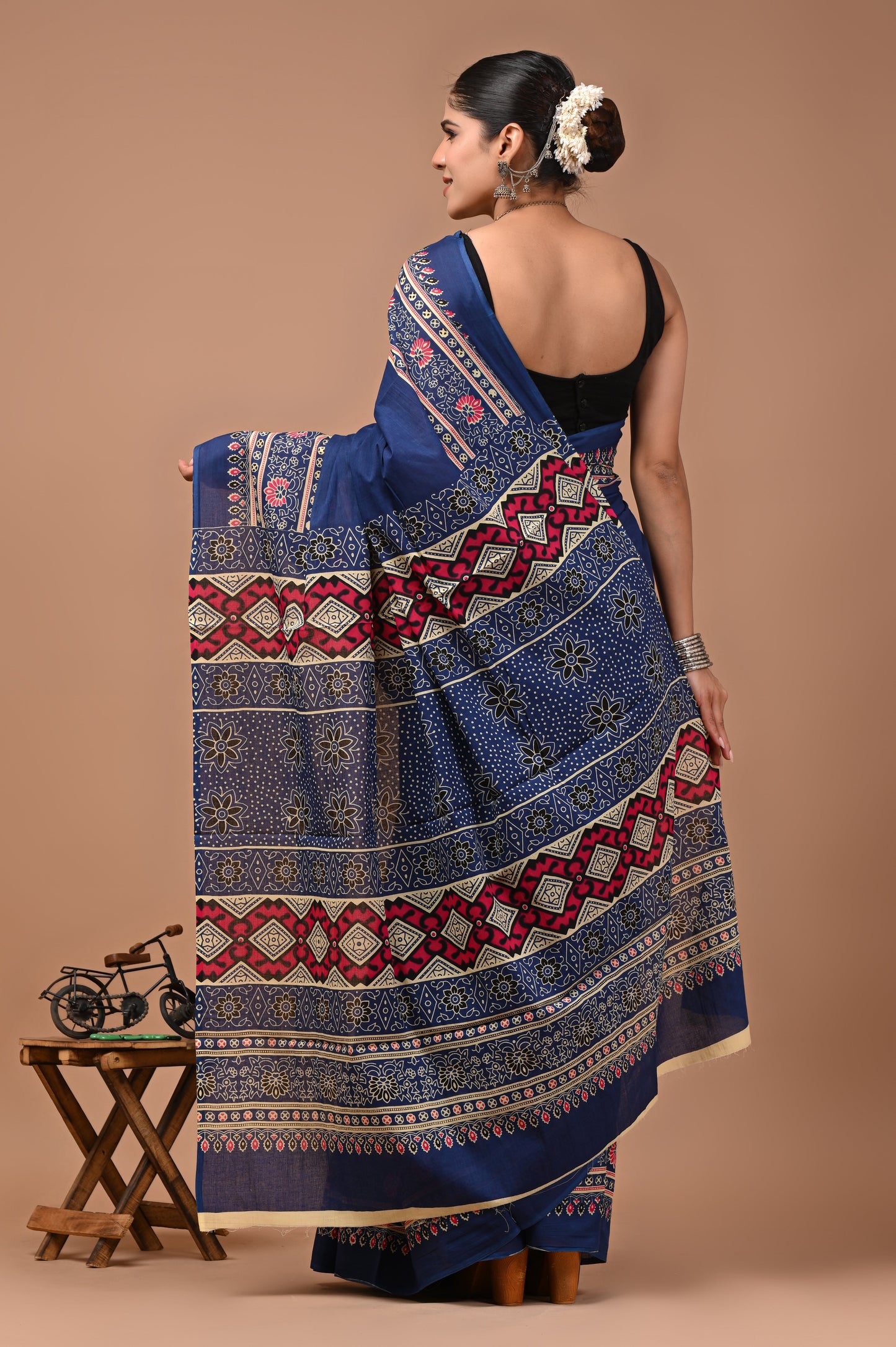 Printed Pure Cotton Mulmul Saree With Blouse