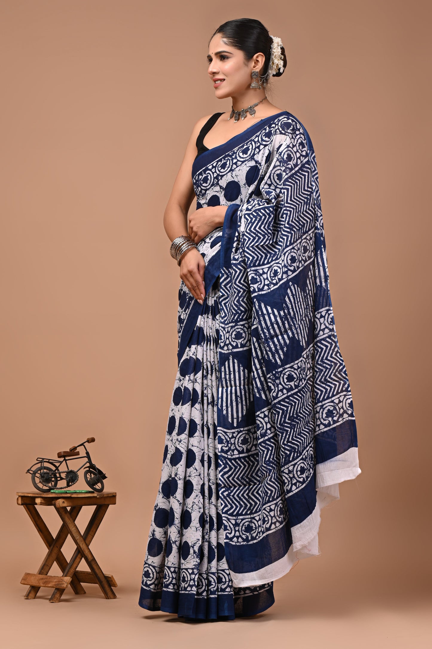 Printed Pure Cotton Mulmul Saree With Blouse