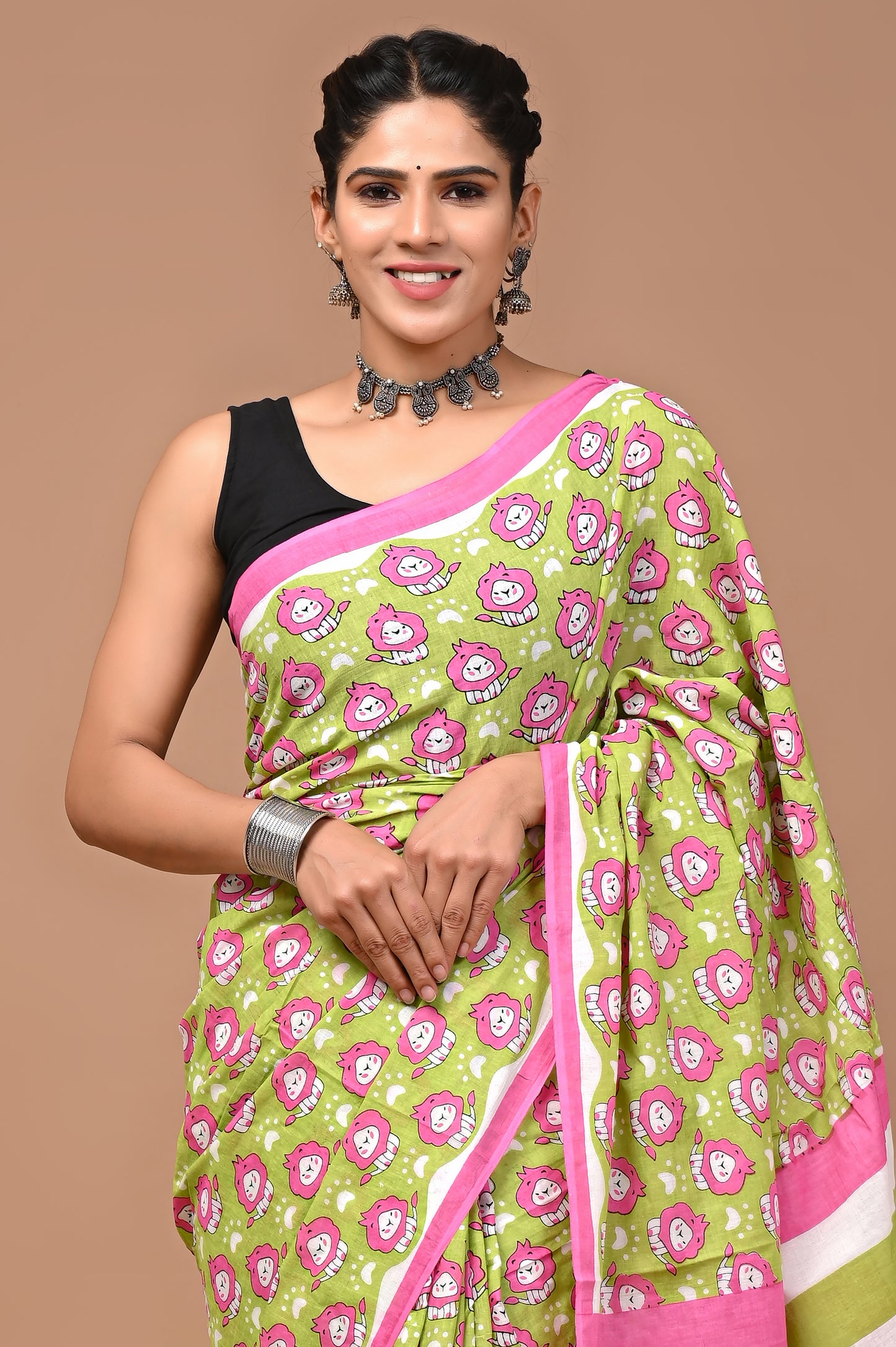 Exclusive Printed Pure Cotton Mulmul Saree With Blouse