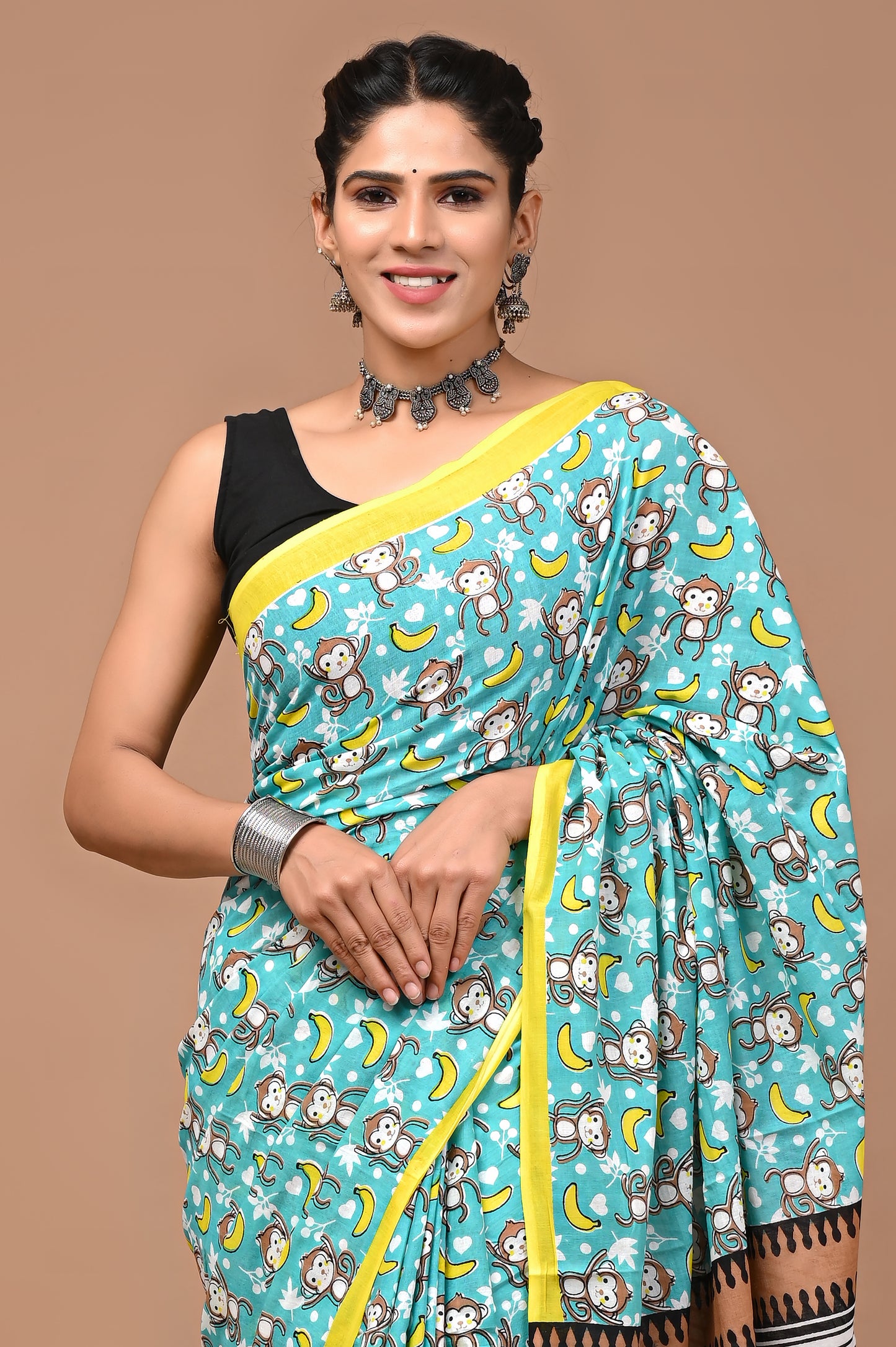 Exclusive Printed Pure Cotton Mulmul Saree With Blouse