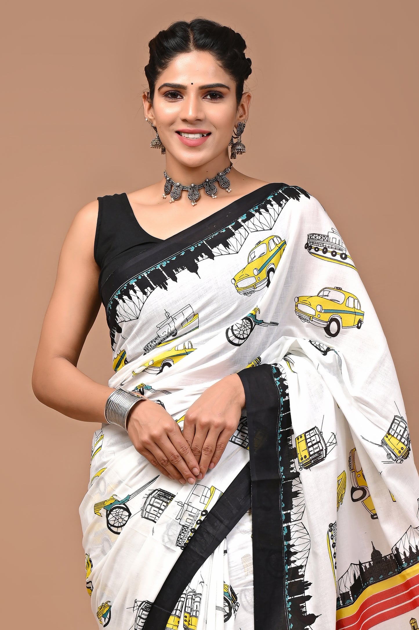 Exclusive Printed Pure Cotton Mulmul Saree With Blouse