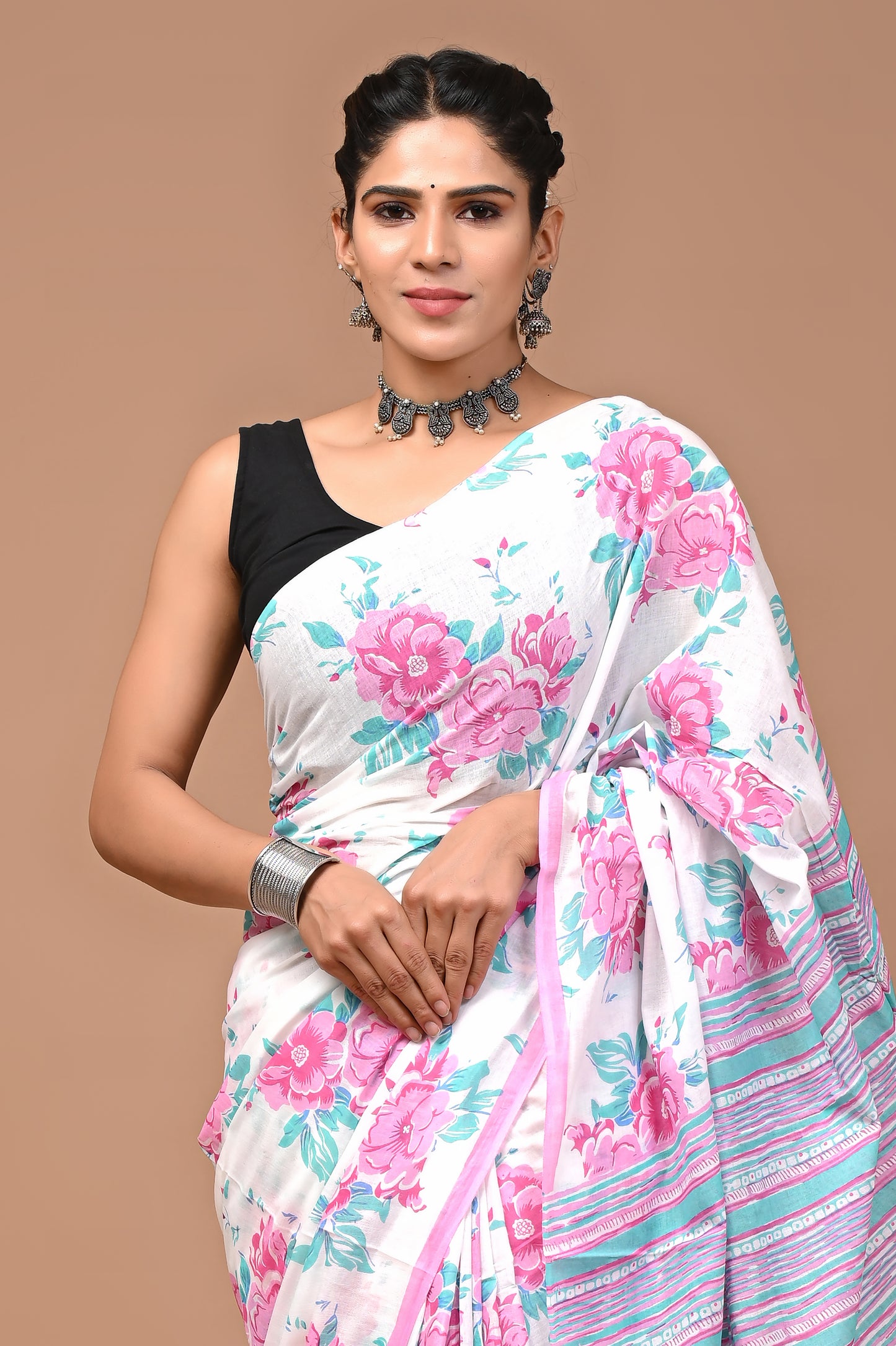 Exclusive Printed Pure Cotton Mulmul Saree With Blouse