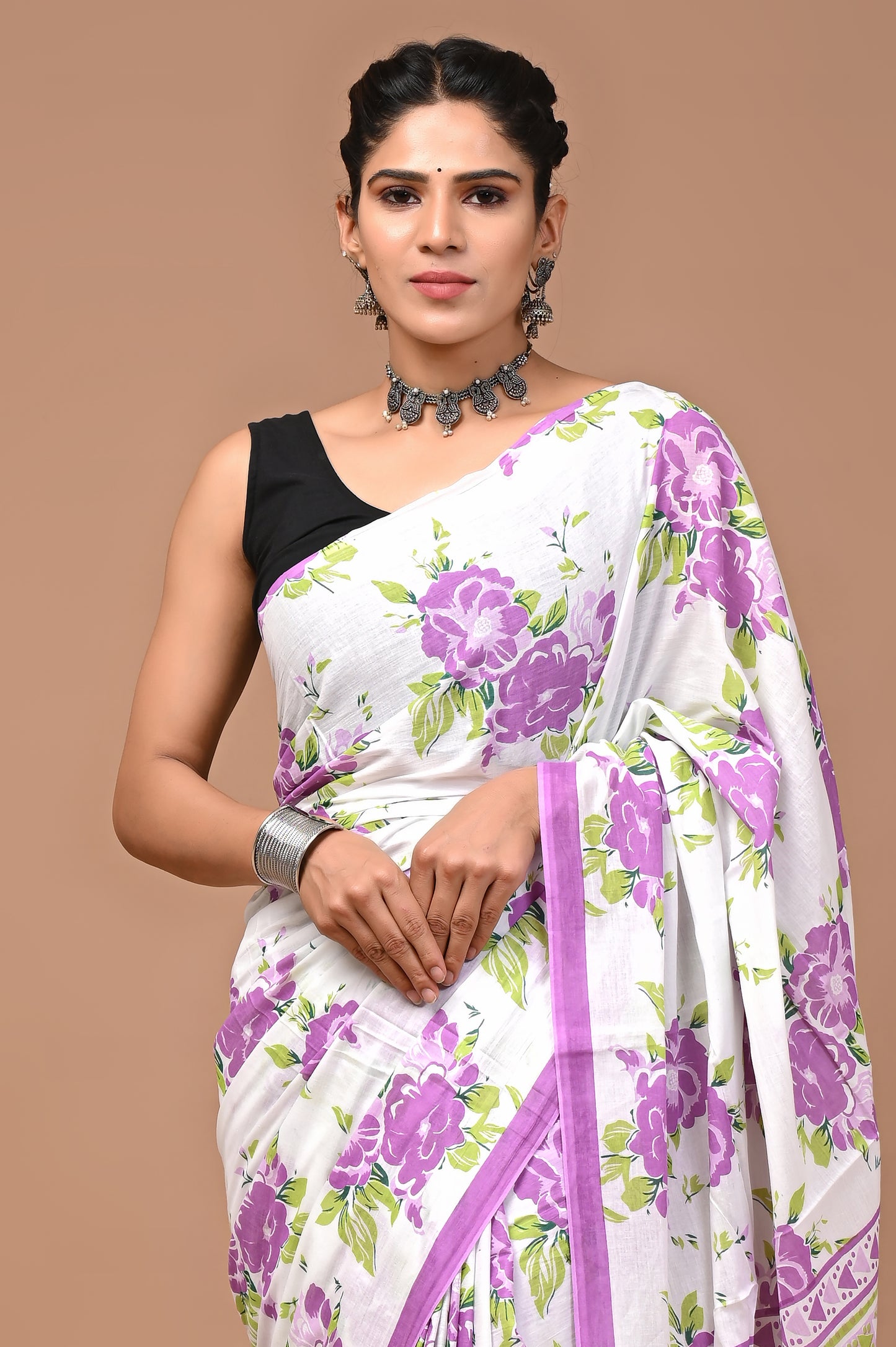 Exclusive Printed Pure Cotton Mulmul Saree With Blouse