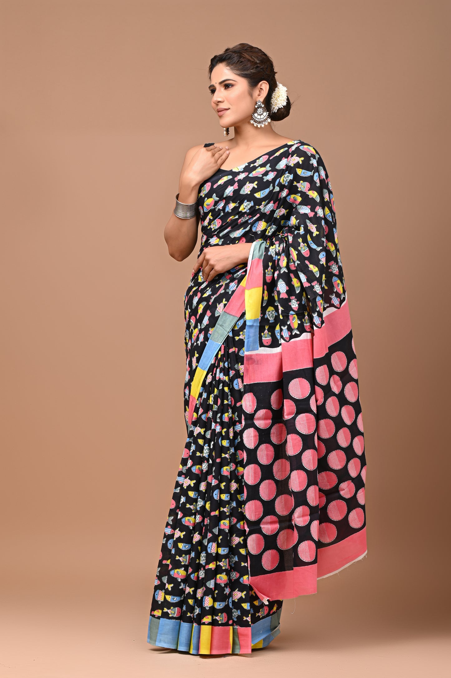 Exclusive Printed Pure Cotton Mulmul Saree With Blouse