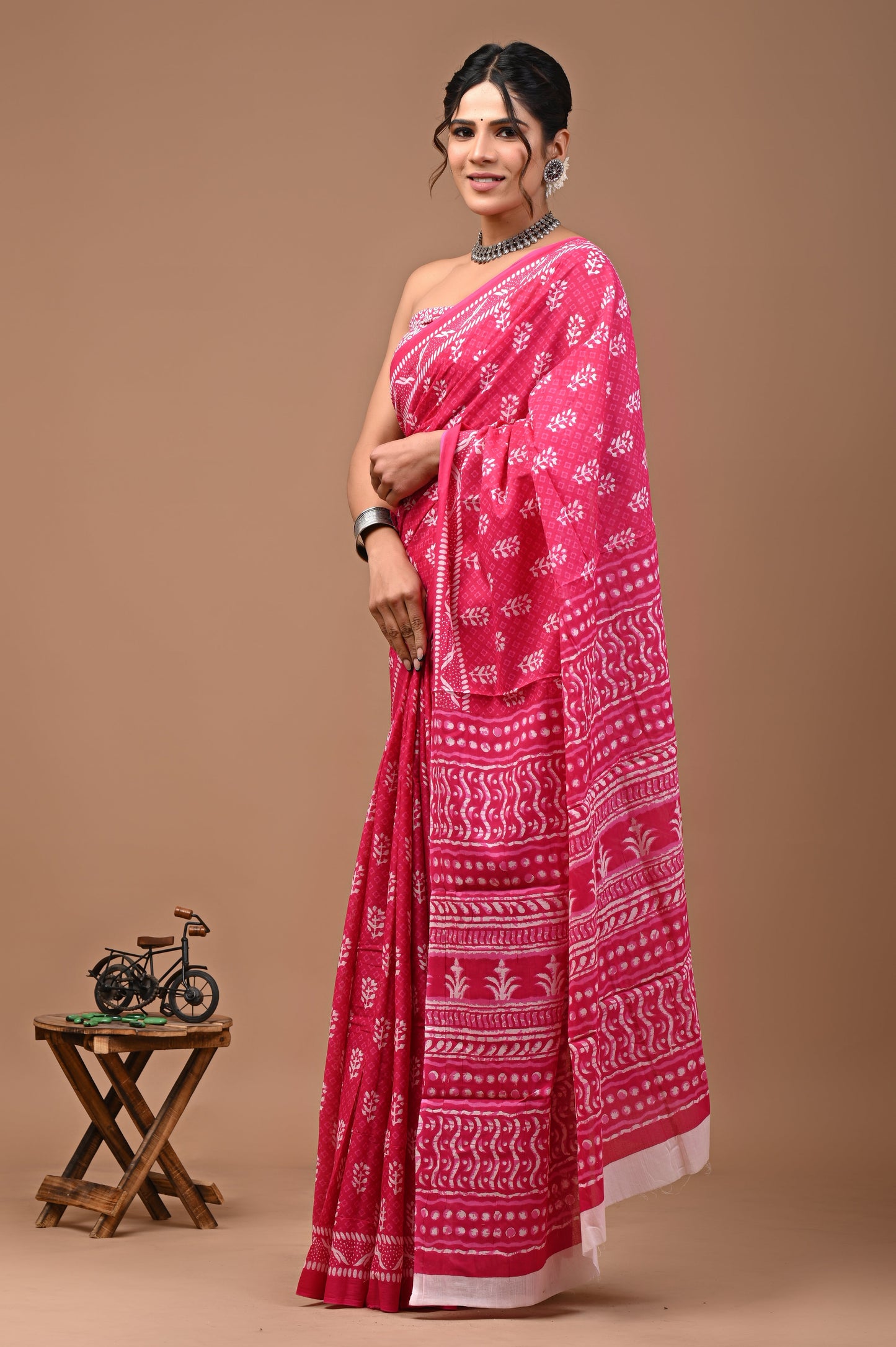 Printed Pure Cotton Mulmul Saree With Blouse