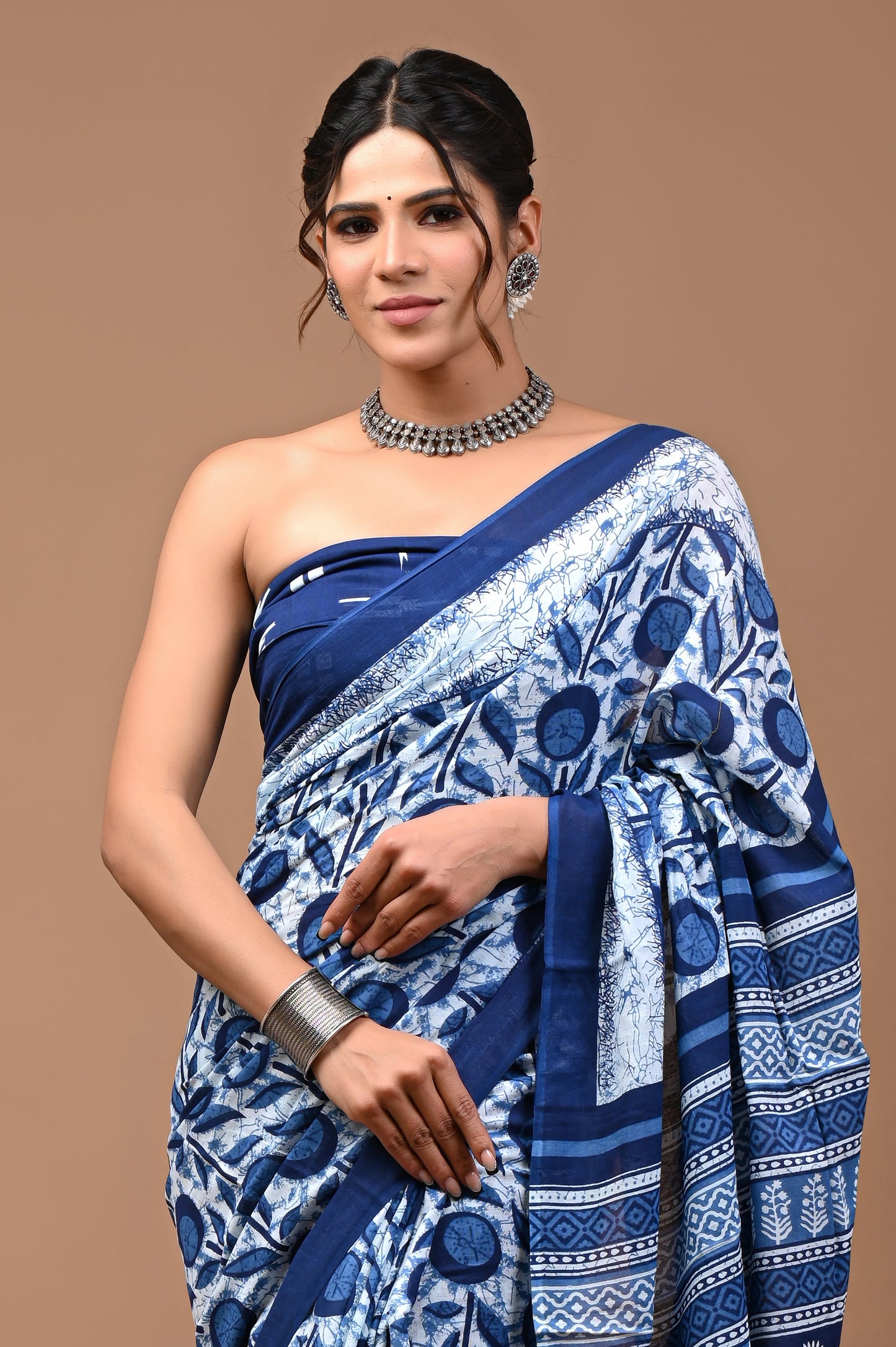 Printed Pure Cotton Mulmul Saree With Blouse