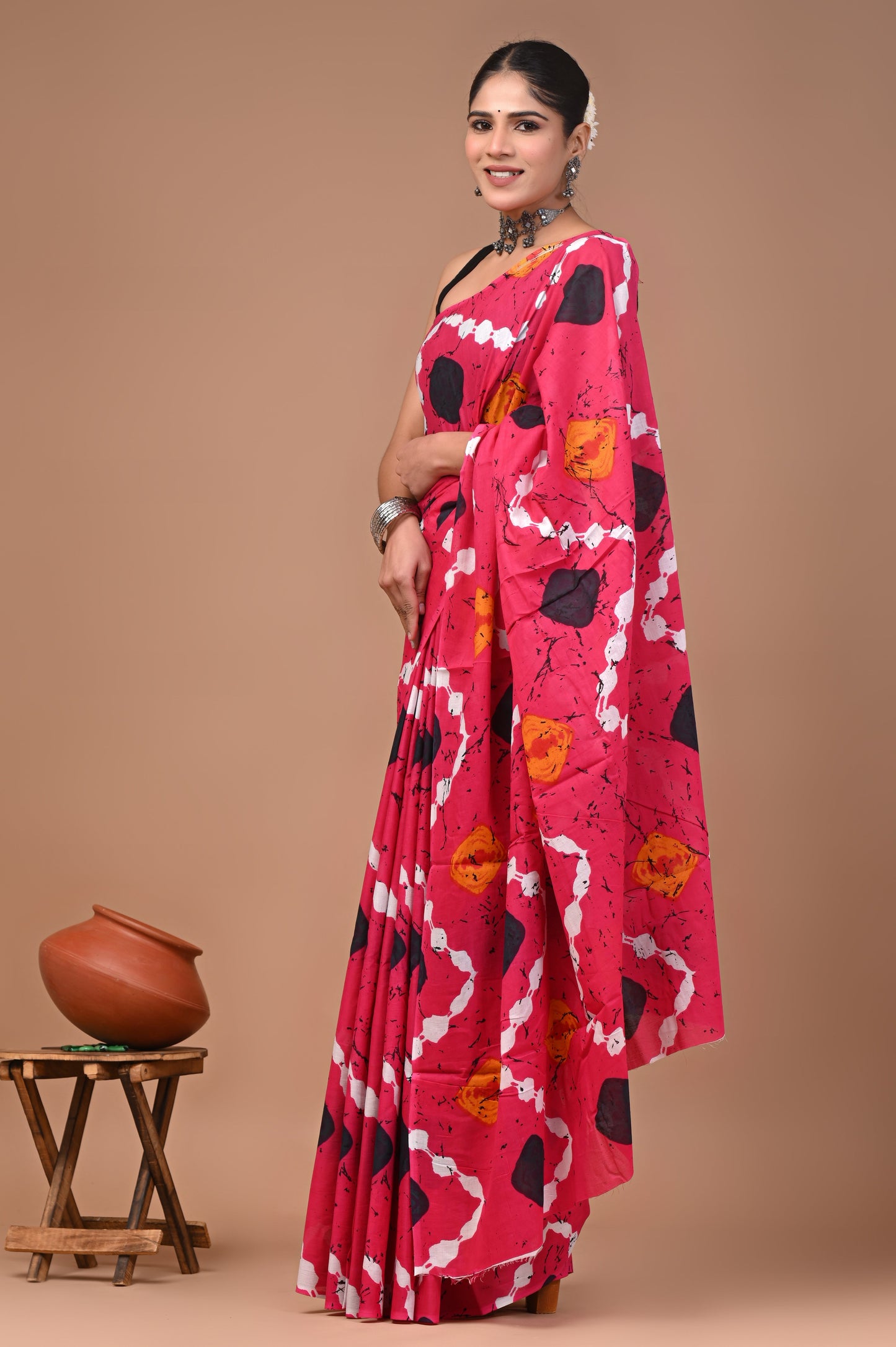 Printed Pure Cotton Mulmul Saree With Blouse