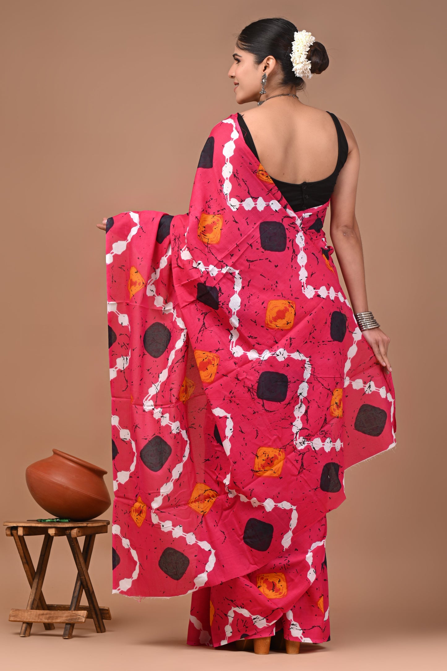 Printed Pure Cotton Mulmul Saree With Blouse