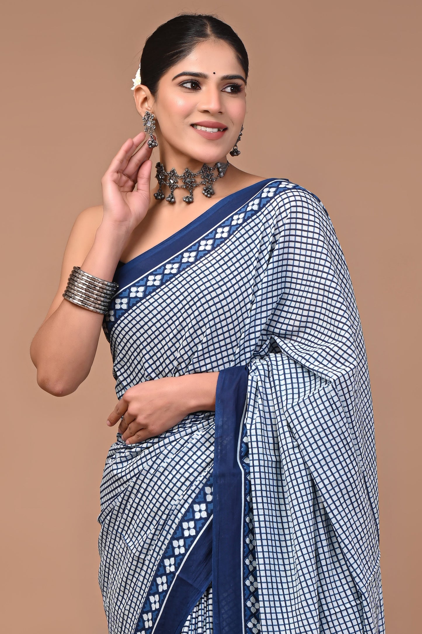 Printed Pure Cotton Mulmul Saree With Blouse