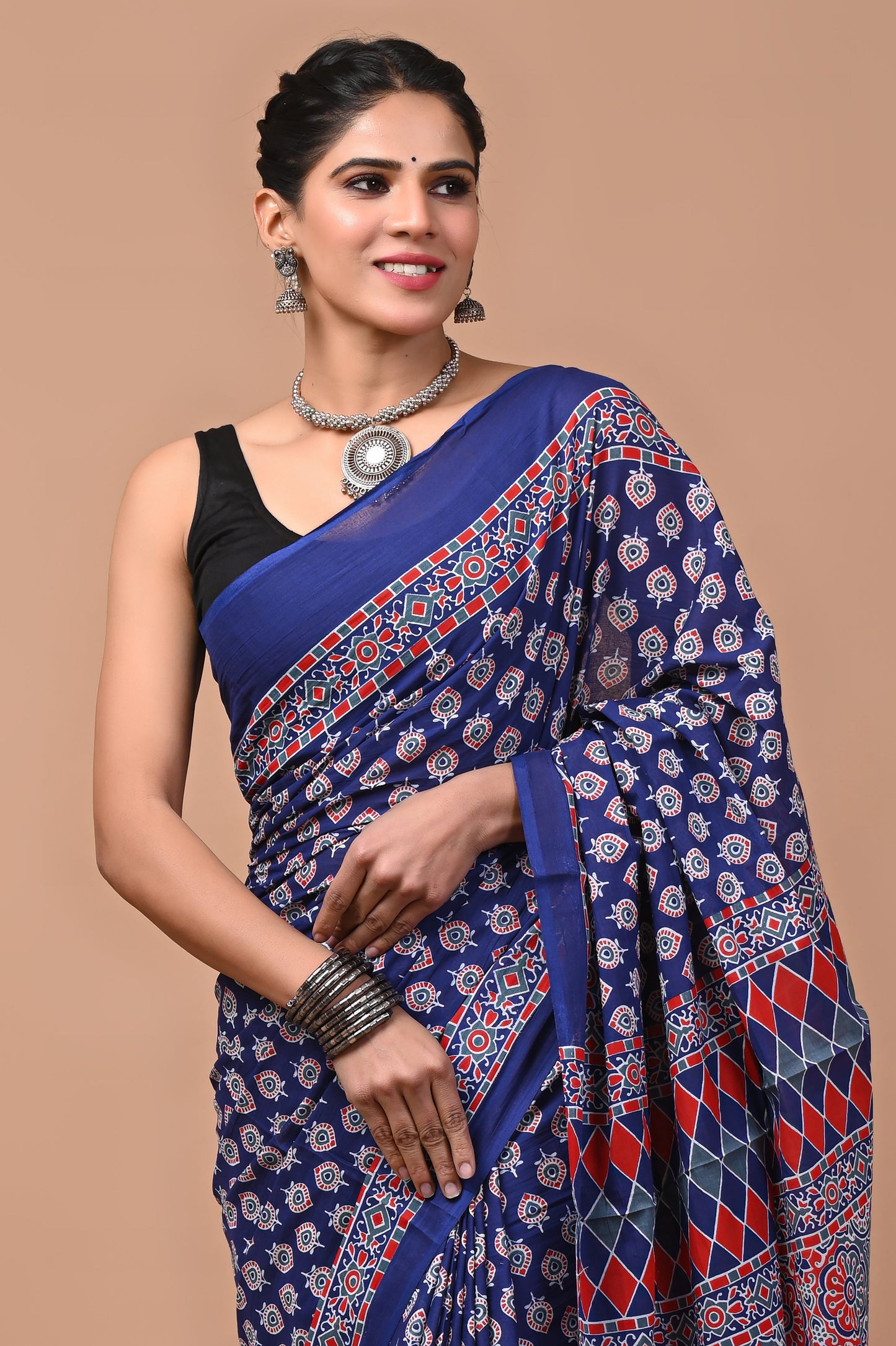 Printed Pure Cotton Mulmul Saree With Blouse