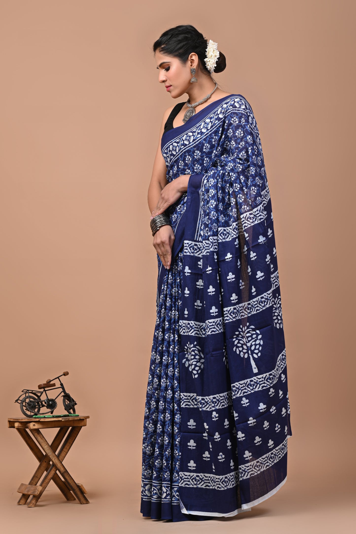 Printed Pure Cotton Mulmul Saree With Blouse