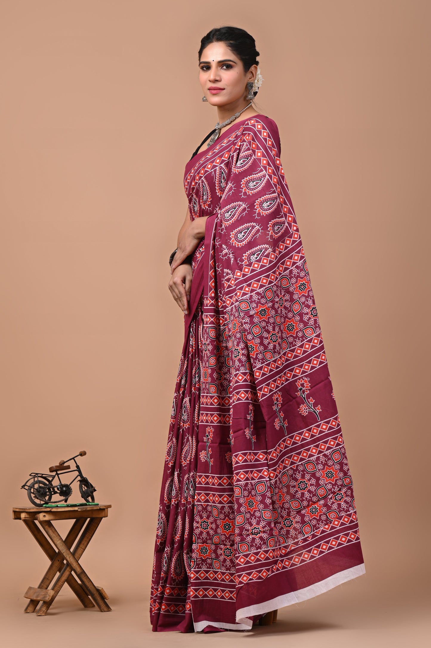 Printed Pure Cotton Mulmul Saree With Blouse