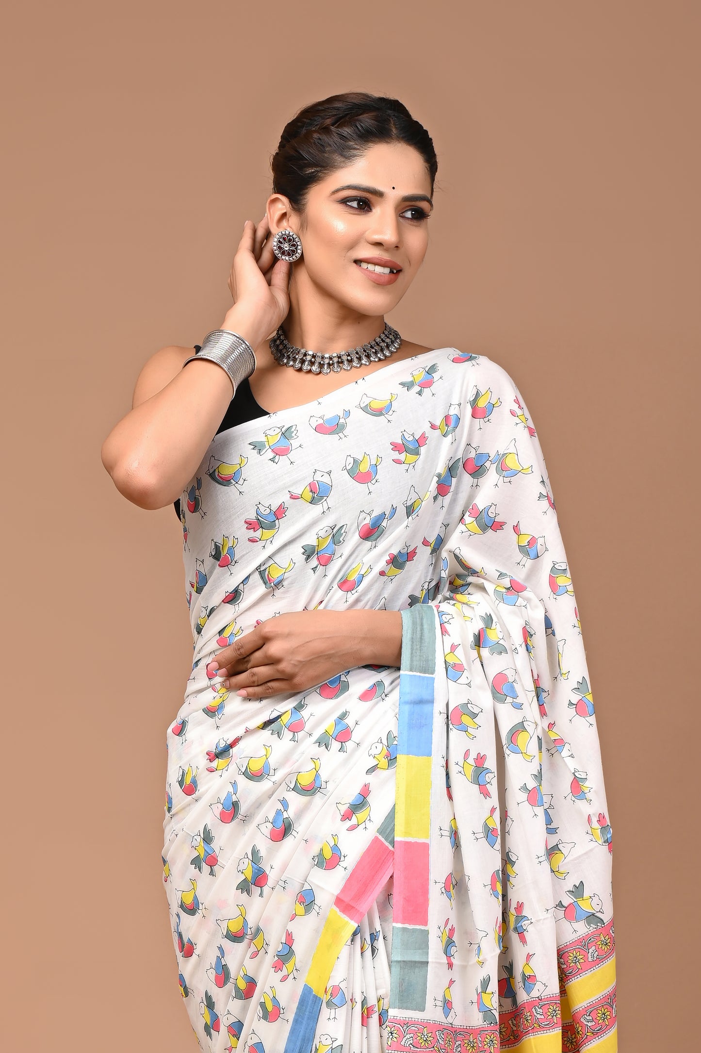 Exclusive Printed Pure Cotton Mulmul Saree With Blouse