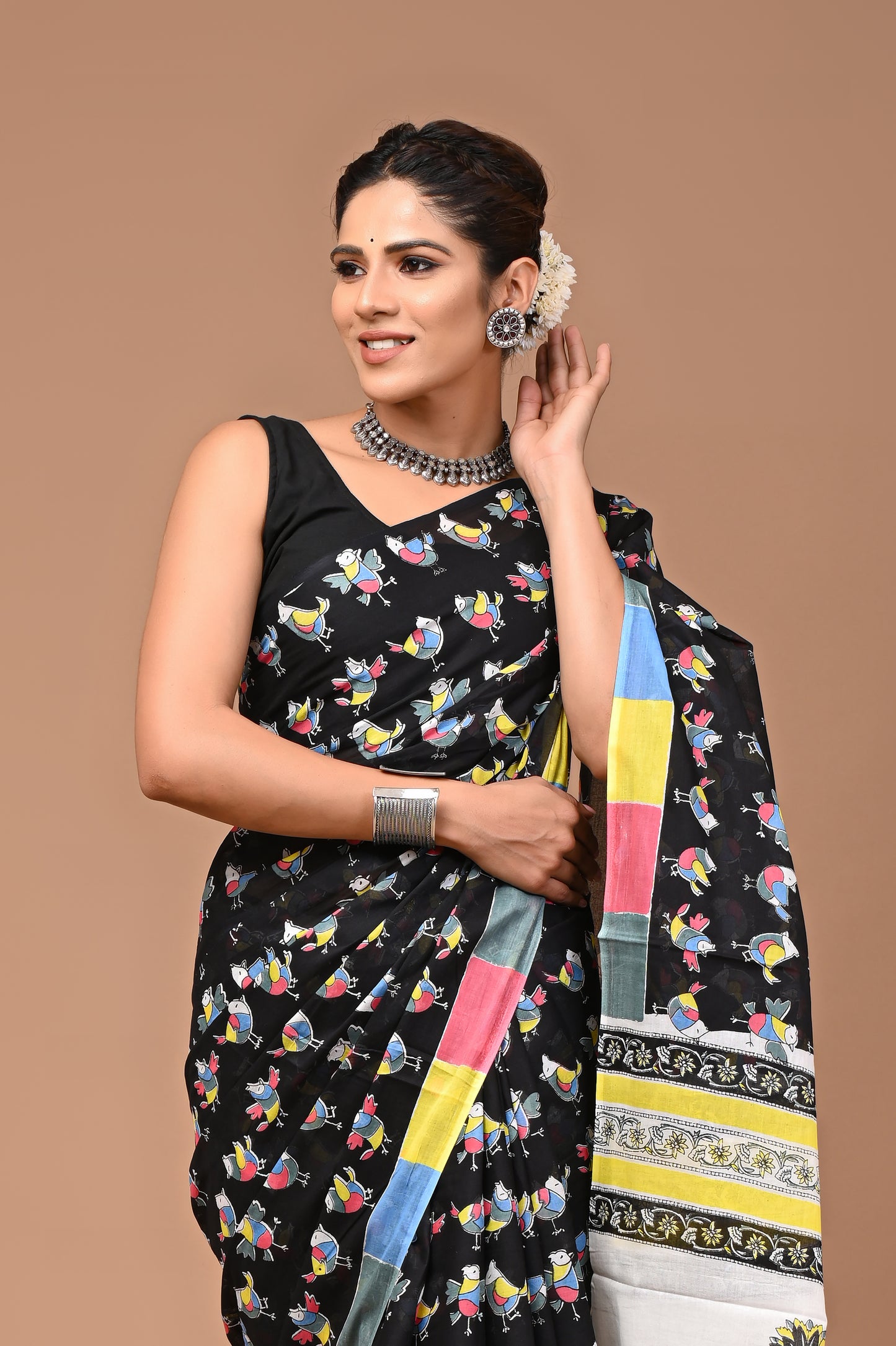 Exclusive Printed Pure Cotton Mulmul Saree With Blouse