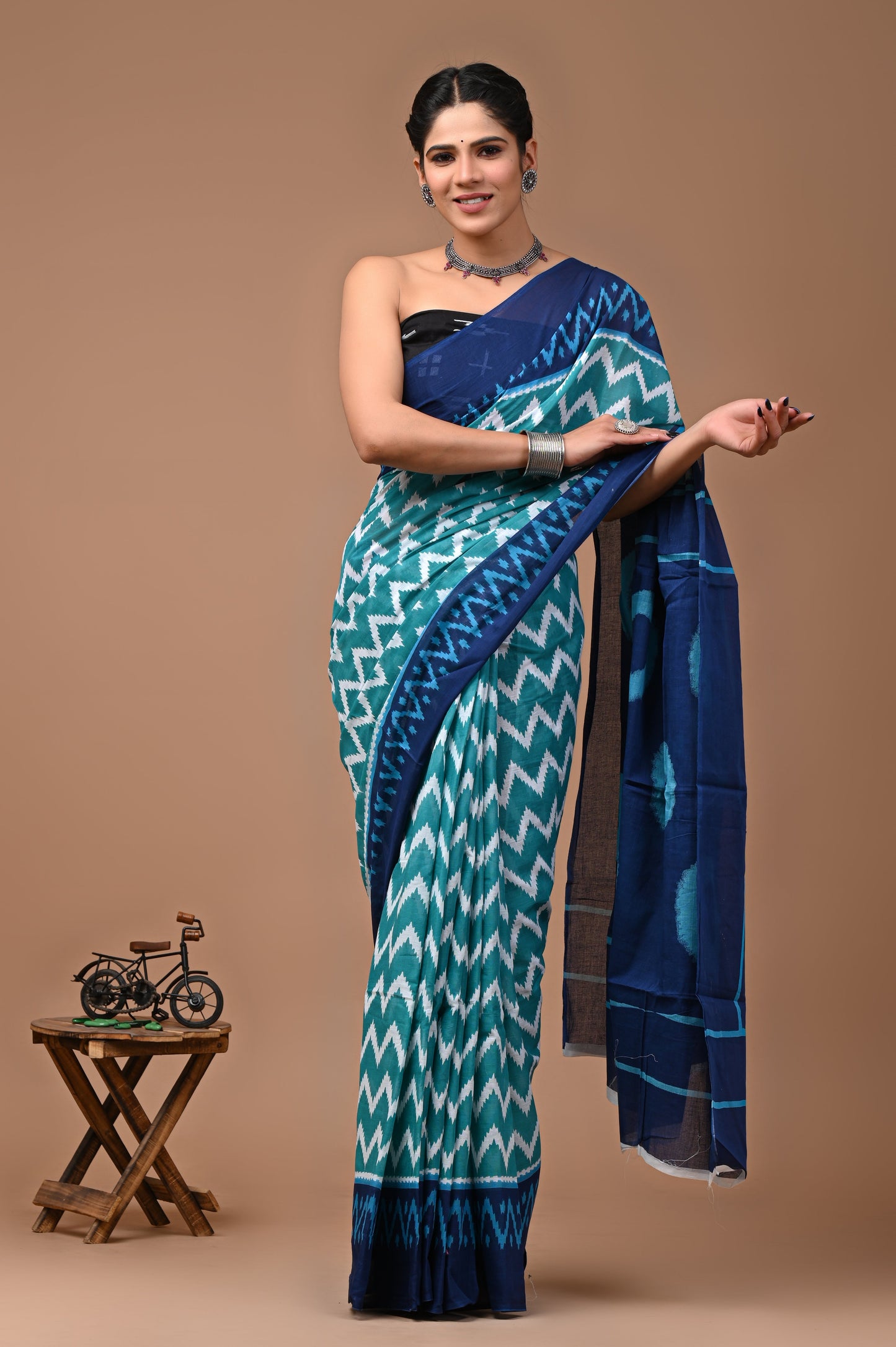 Printed Pure Cotton Mulmul Saree With Blouse